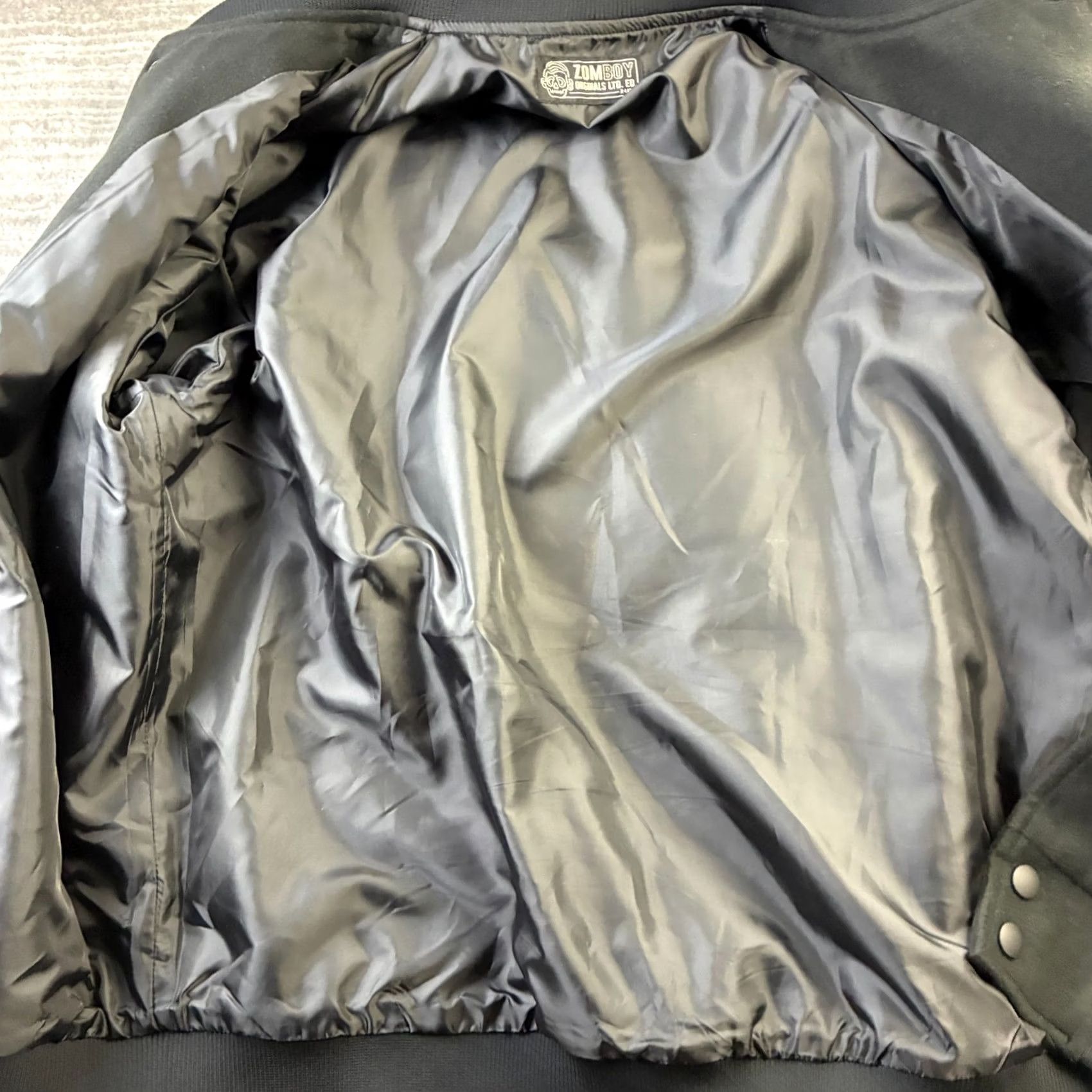 LONE WOLF Zomboy Jacket Mens XL Black Varsity Letterman Wool-Style Polyester Coat Jacket Size US XL / EU 56 / 4 - 3 Thumbnail