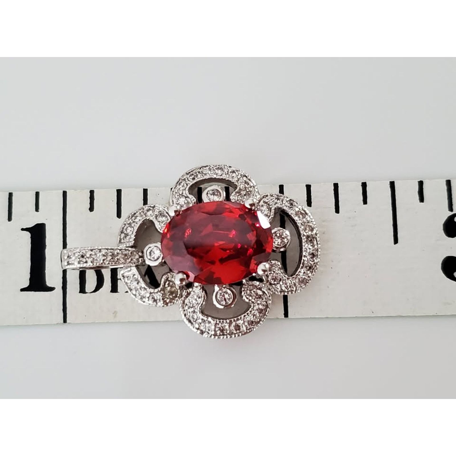 Other Sterling Silver Red and Clear CZ Pendant Size ONE SIZE - 4 Thumbnail