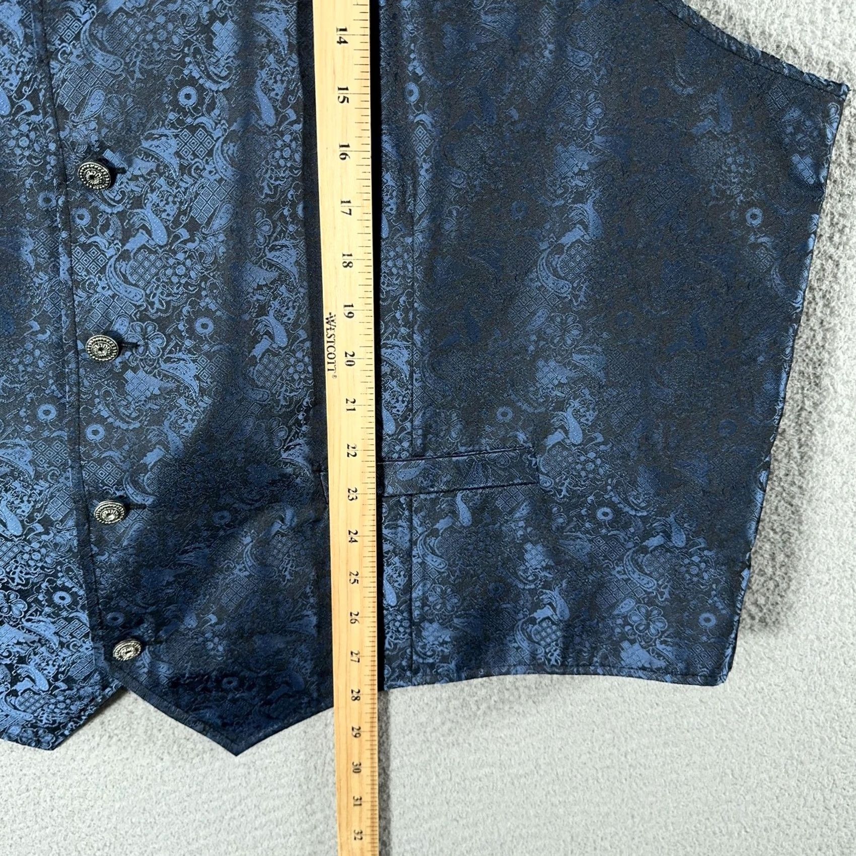 Scully VINTAGE Scully Mens 3XL Blue Paisley Western Suit Vest Waistcoat Notch Belted Back Formal Dress Mens Vest Size US XXL / EU 58 / 5 - 7 Thumbnail