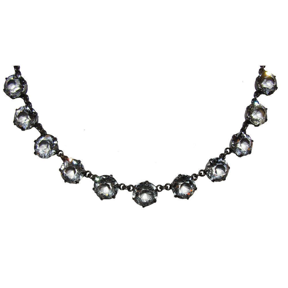 Designer Art Deco Bezel Set Rock Crystal Sterling Eternity Necklace Size ONE SIZE - 2 Thumbnail