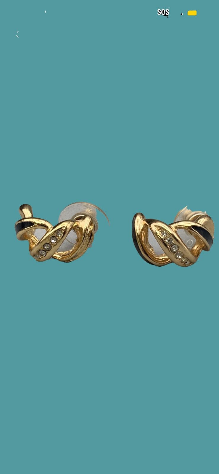 Dior Christian Dior Vintage Earrings – Gold Black hoop Rhinestone Size ONE SIZE - 6 Thumbnail