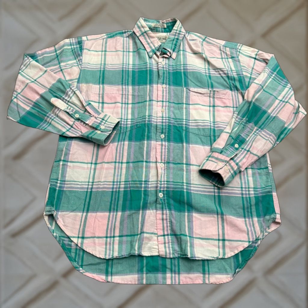 American Eagle Outfitters VINTAGE American Eagle Button Down Shirt Mens Medium Green Pink Plaid Cotton 90s Casual Size US M / EU 48-50 / 2 - 1 Thumbnail