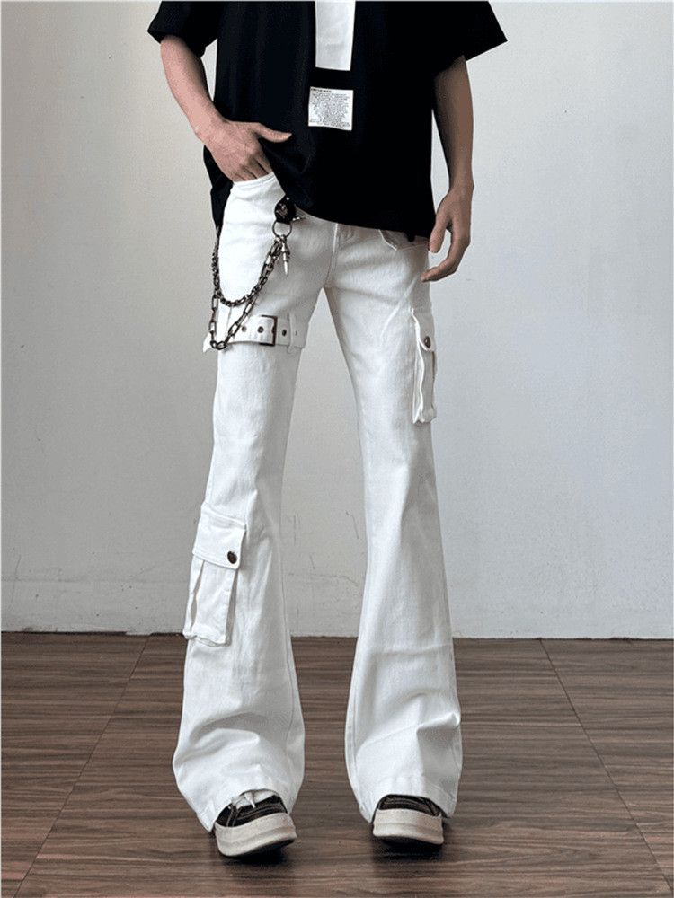 Japanese Brand White men's American straight flared cargo jeans Size US 32 / EU 48 - 2 Thumbnail