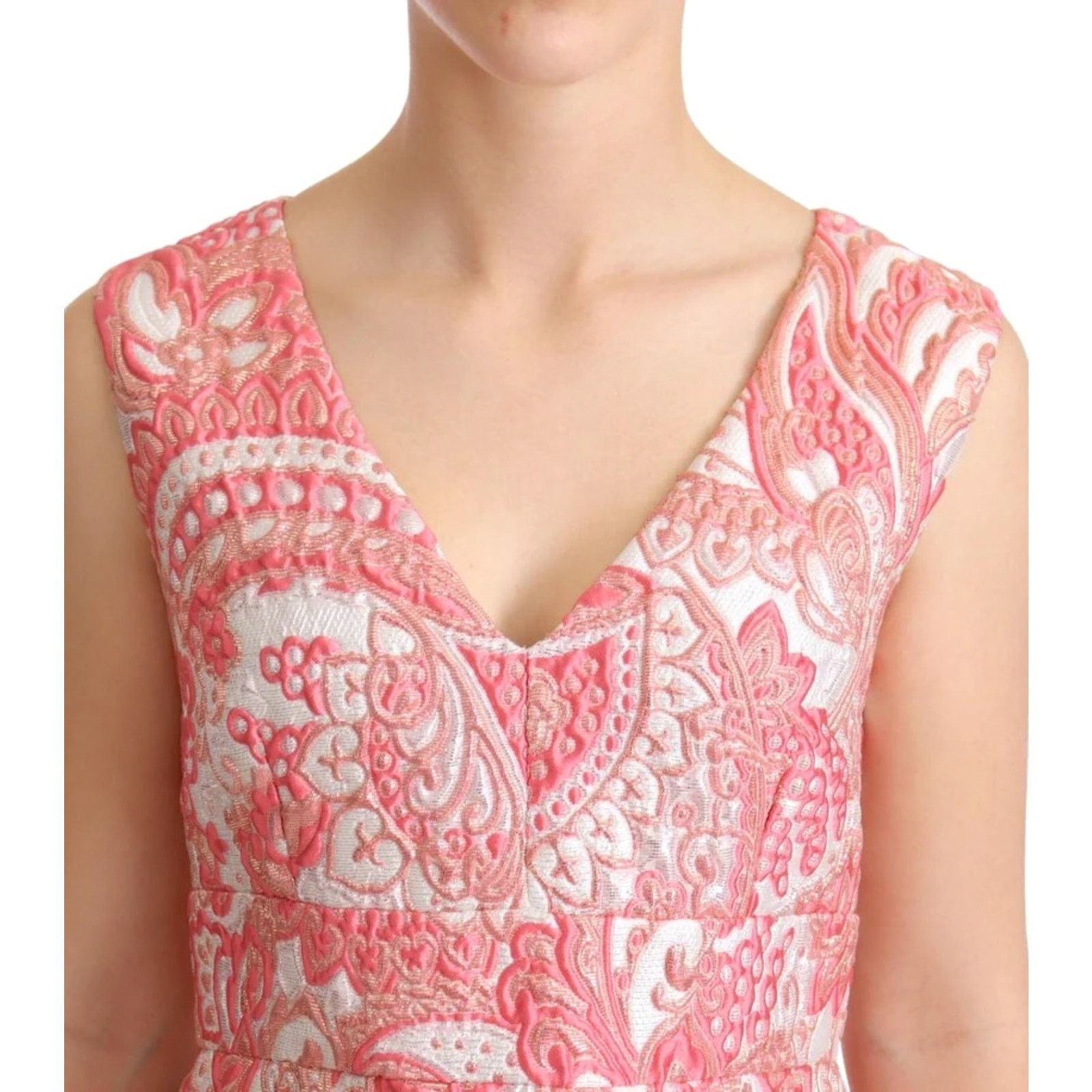 Dolce & Gabbana Dolce & Gabbana Pink Floral Jacquard Pleated Mini Dress 40 Size S / US 4 / IT 40 - 6 Thumbnail