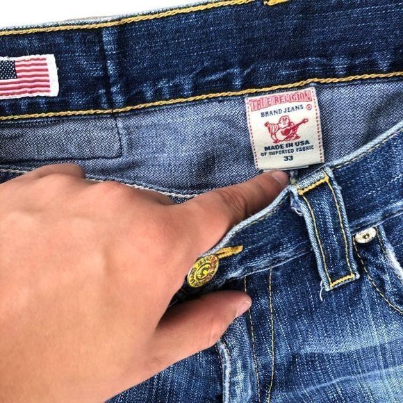 True Religion × Vintage Vintage True Religion Jeans Size 33 'Skull Tab' RICKY Blue Size US 33 - 10 Thumbnail