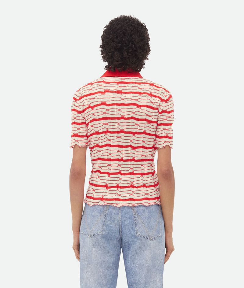 Bottega Veneta o1s1rm1125 Distorted Stripe Cotton Polo Shirt in Multicolor Size L / US 10 / IT 46 - 3 Thumbnail