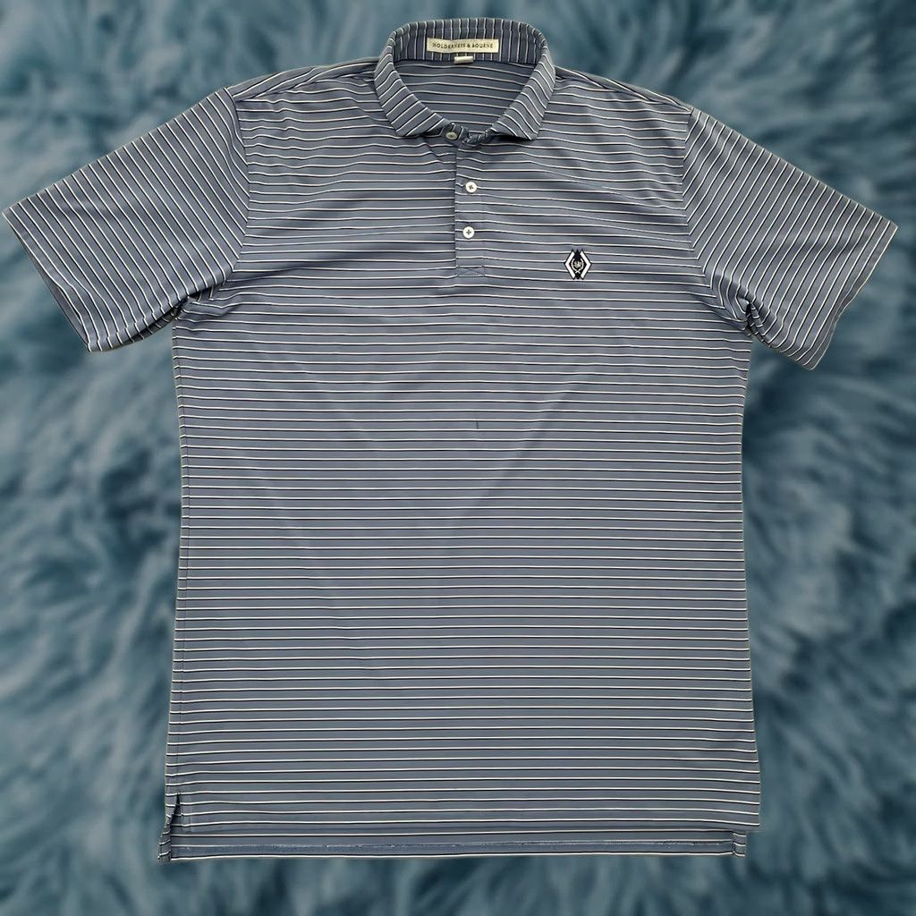 Vintage Holderness & Bourne Polo Adult Large Blue The Sutton Diamond Run Golf Club Shirt Polo Blue Striped Logo Embroidered Men Mens Golf Size US L / EU 52-54 / 3 - 1 Thumbnail
