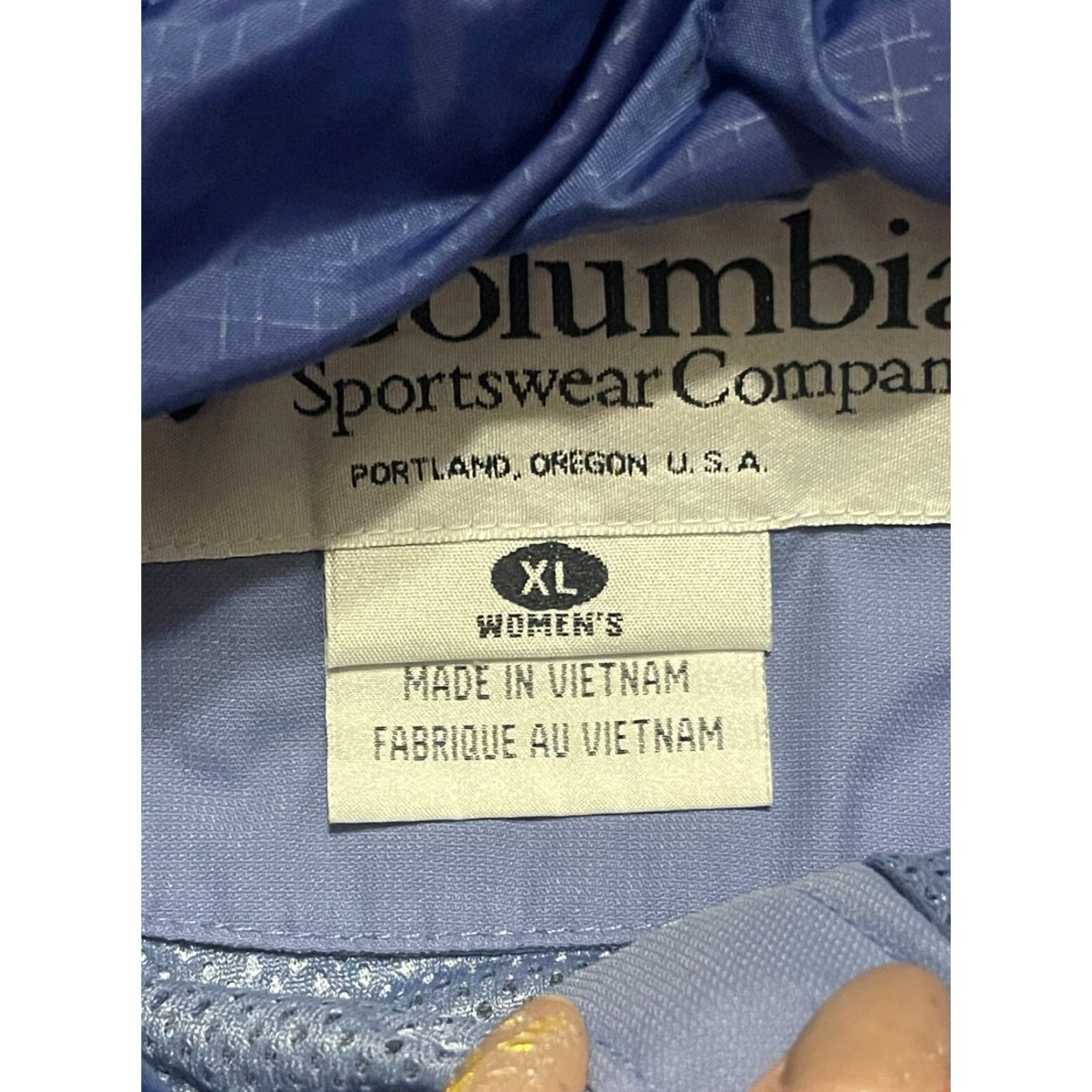 Vintage Columbia Hoodie Women's XL Blue Full Zip Jacket 100% Nylon Regular Style Modern Casual Size XL / US 12-14 / IT 48-50 - 7 Thumbnail