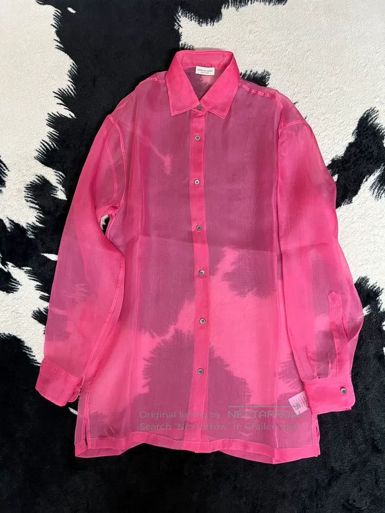 Dries Van Noten Dries Van Noten Pink silk see-through shirt Size L / US 10 / IT 46 - 2 Thumbnail