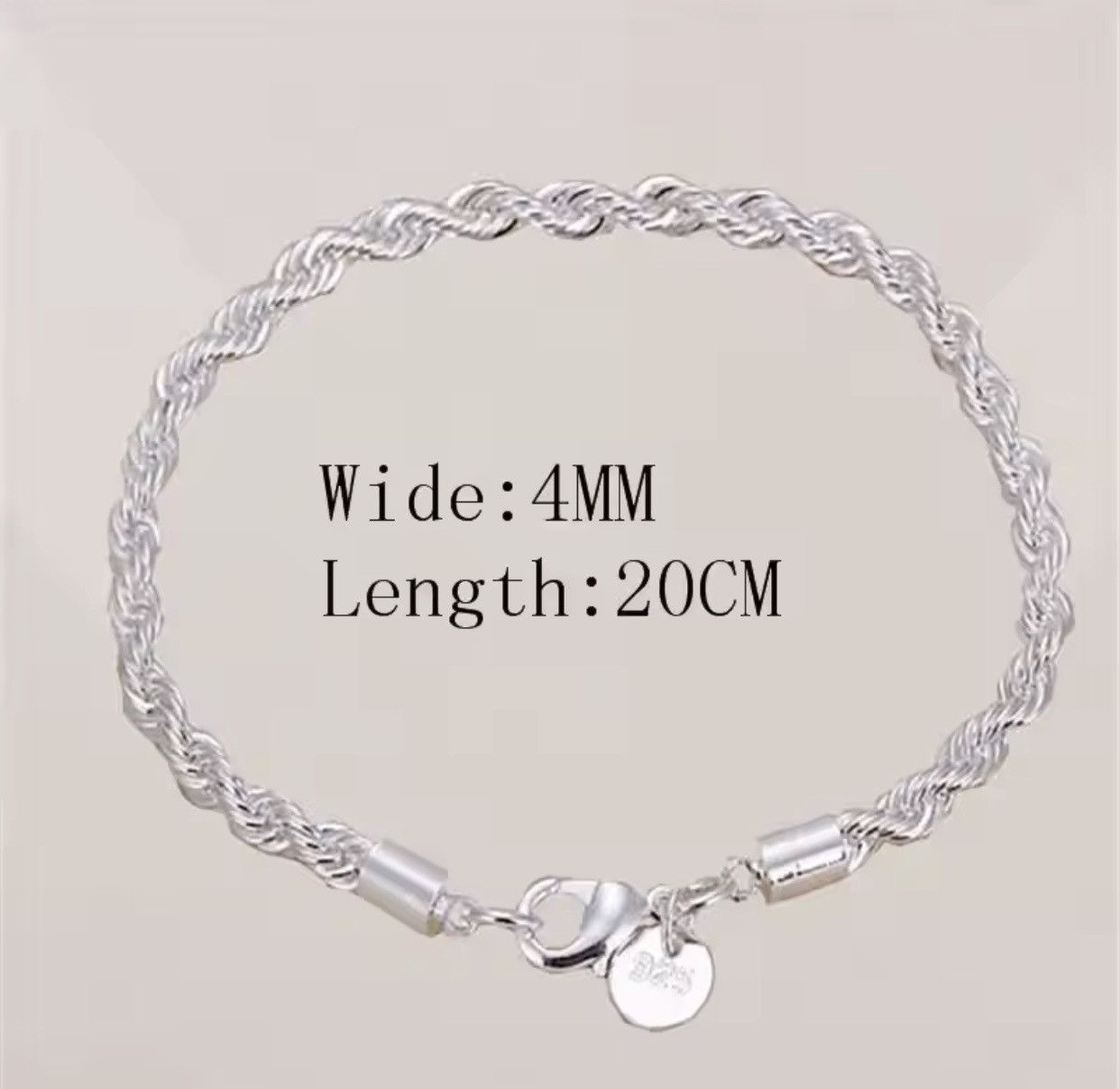 Jewelry 925 Sterling Silver 4MM Twisted Rope Bracelet Size ONE SIZE - 6 Thumbnail
