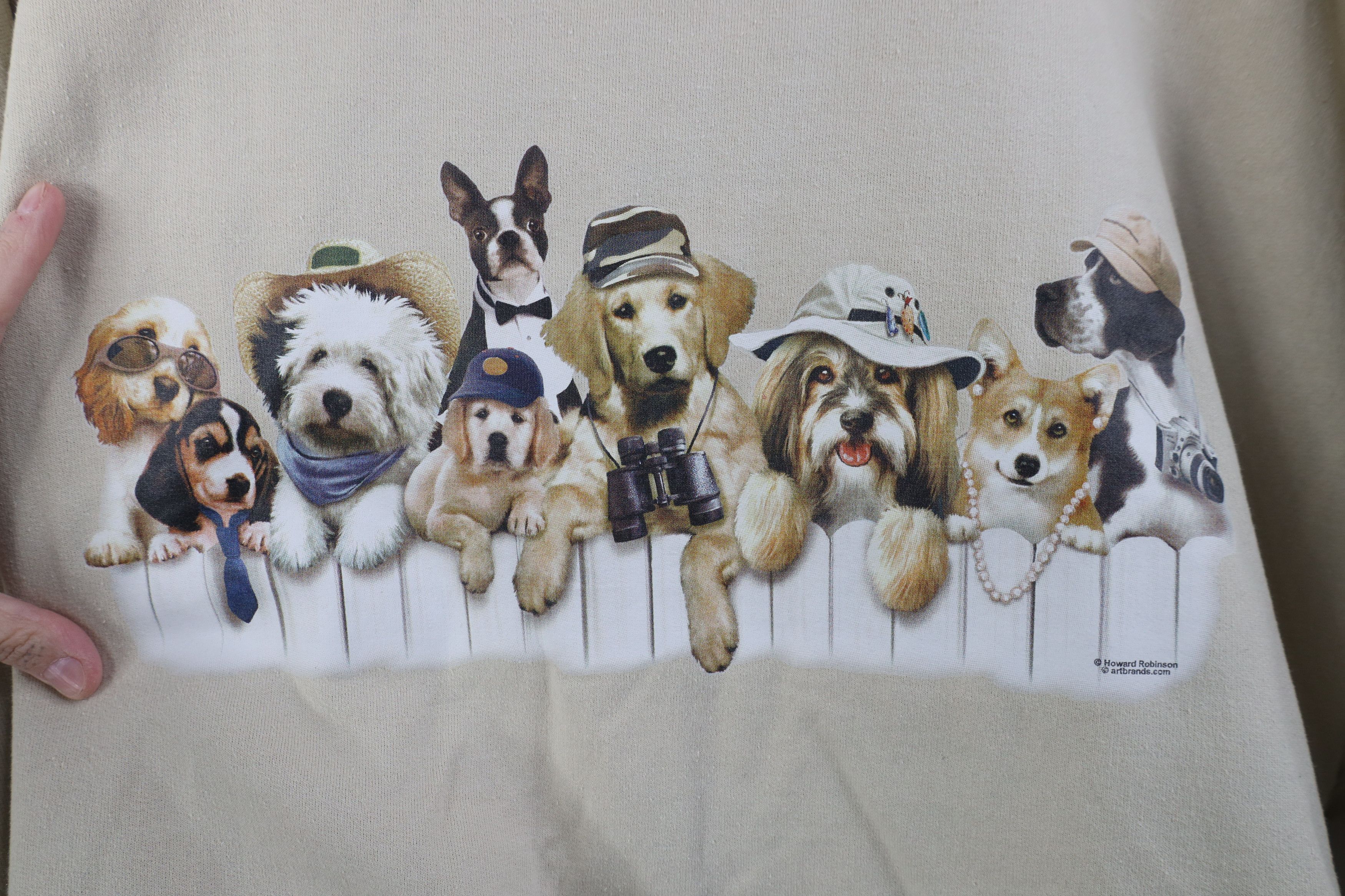 Vintage Vintage 90s Y2K Streetwear Puppy Crewneck Sweatshirt Beige Size 3XL / US 20-22 - 4 Thumbnail