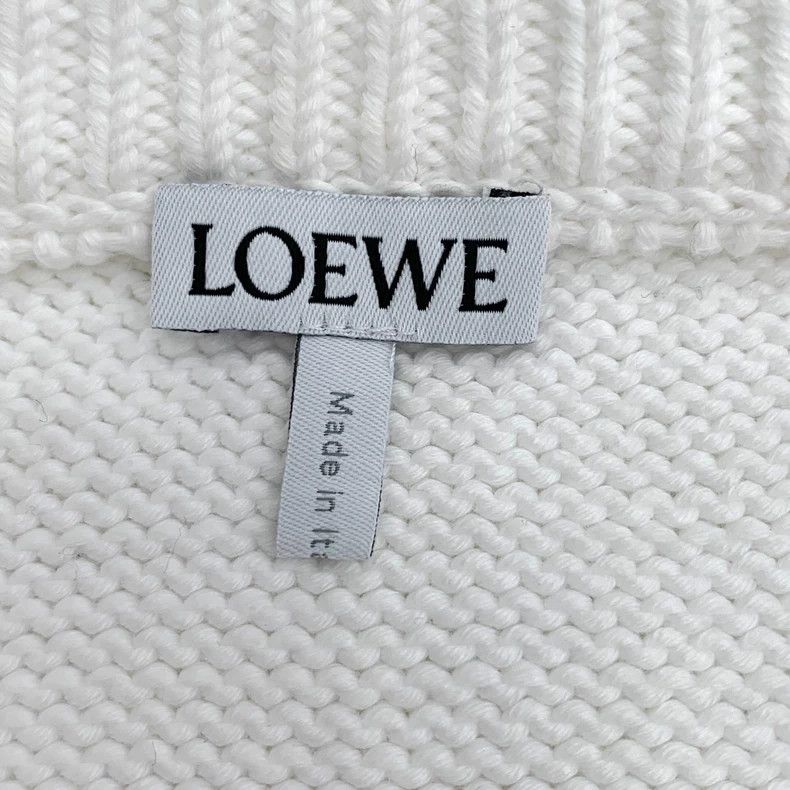Loewe Loewe White logo lettered fleece cotton round neck long sl Size XS / US 0-2 / IT 36-38 - 5 Thumbnail