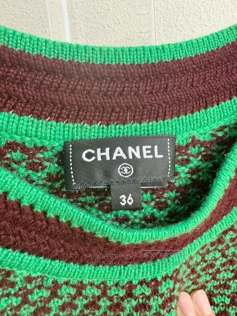 Chanel Chanel 23A green round-neck cashmere knitted dress Size XS / US 0-2 / IT 36-38 - 5 Thumbnail