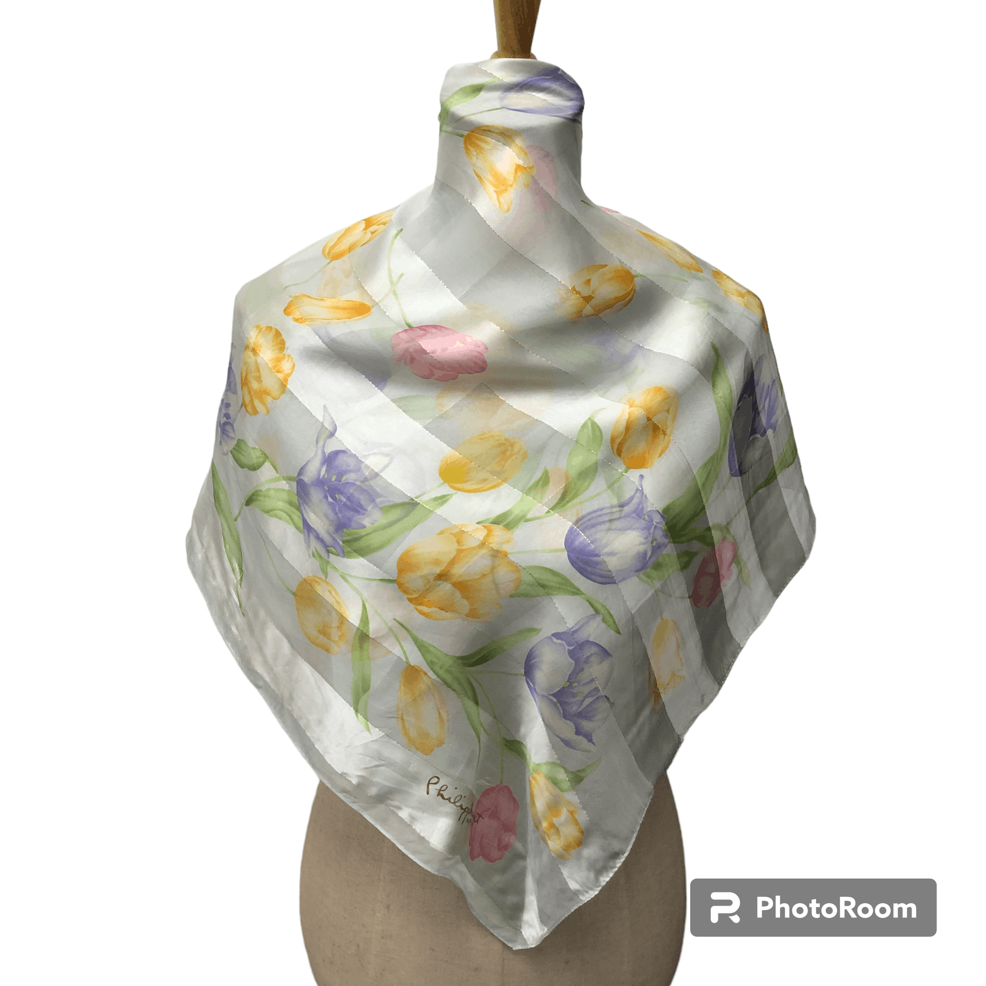 Japanese Brand Philippe Venet Floral Silk Scarf M985 Size ONE SIZE - 1 Thumbnail