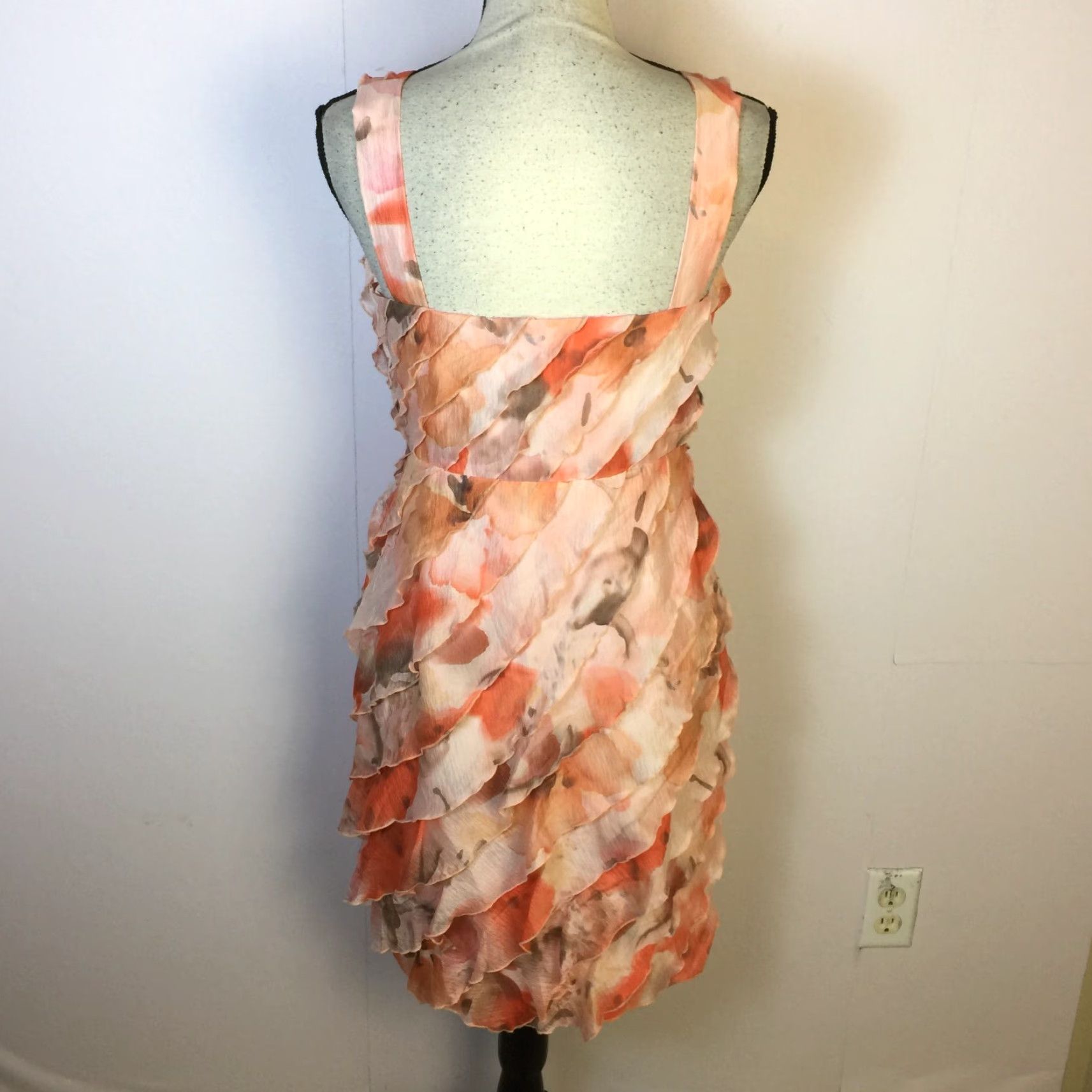 Ann Taylor Sheath Dress Size Women's Orange Floral Silk