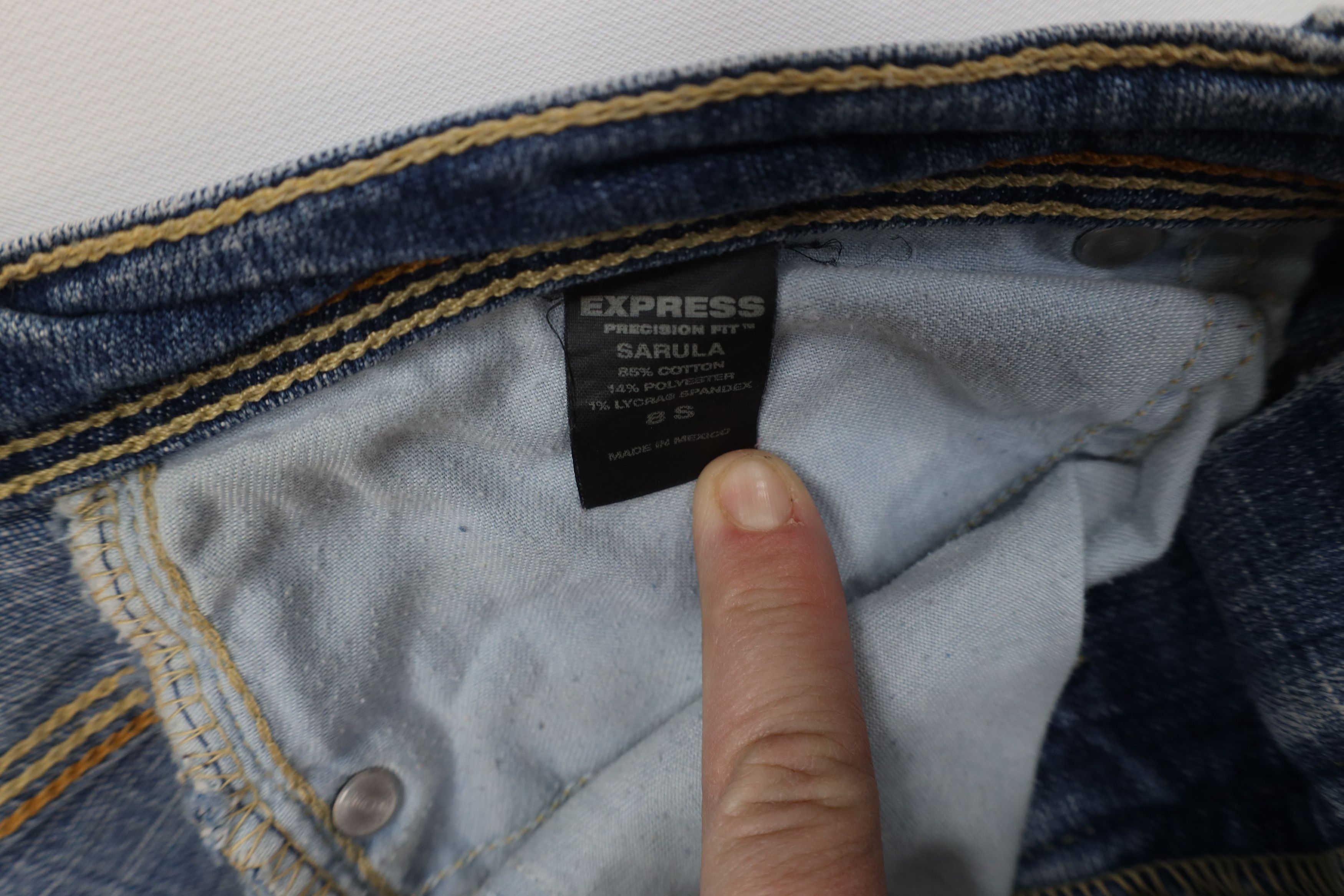 Express Vintage Y2K Express Flared Wide Leg Denim Jeans Stretch Size 30" / US 8 / IT 44 - 10 Thumbnail