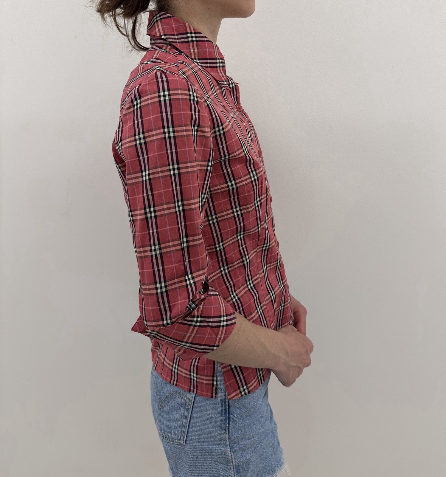 Burberry Burberry London Blue Label Womens Plaid Shirt Red Size 38 Size XS / US 0-2 / IT 36-38 - 8 Thumbnail