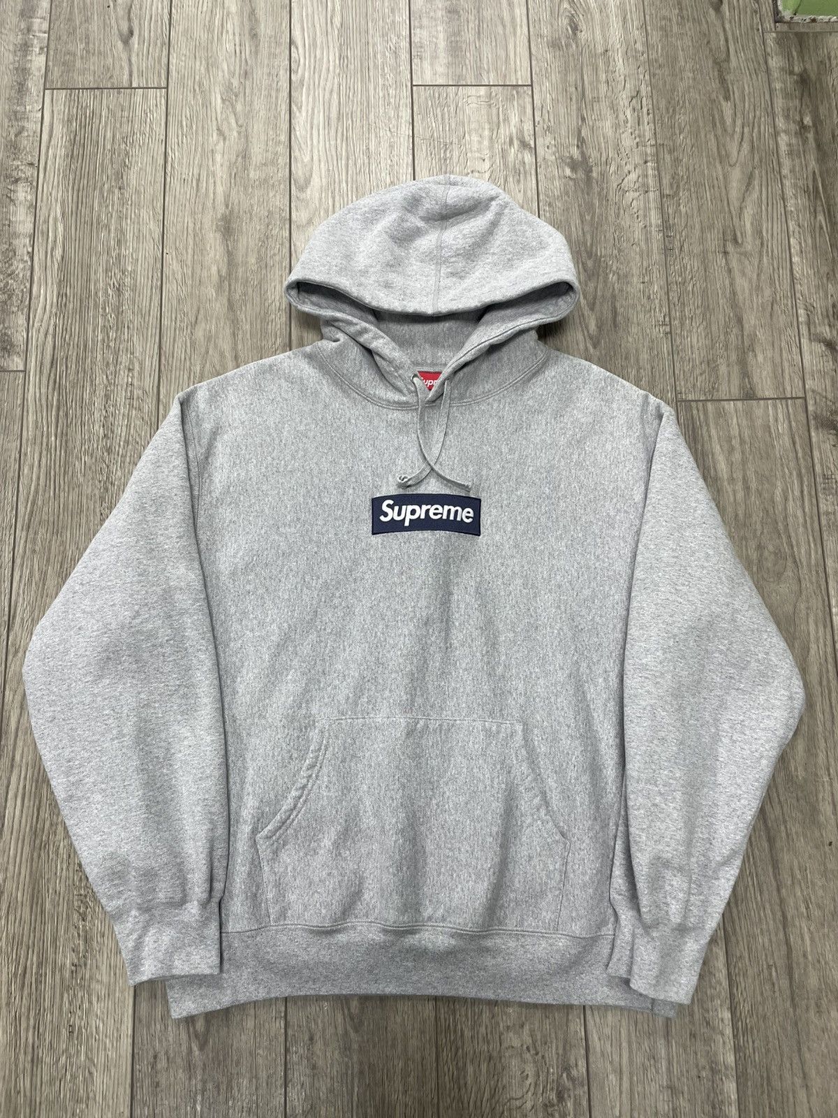 Supreme supreme heather grey box logo hoodie | Grailed