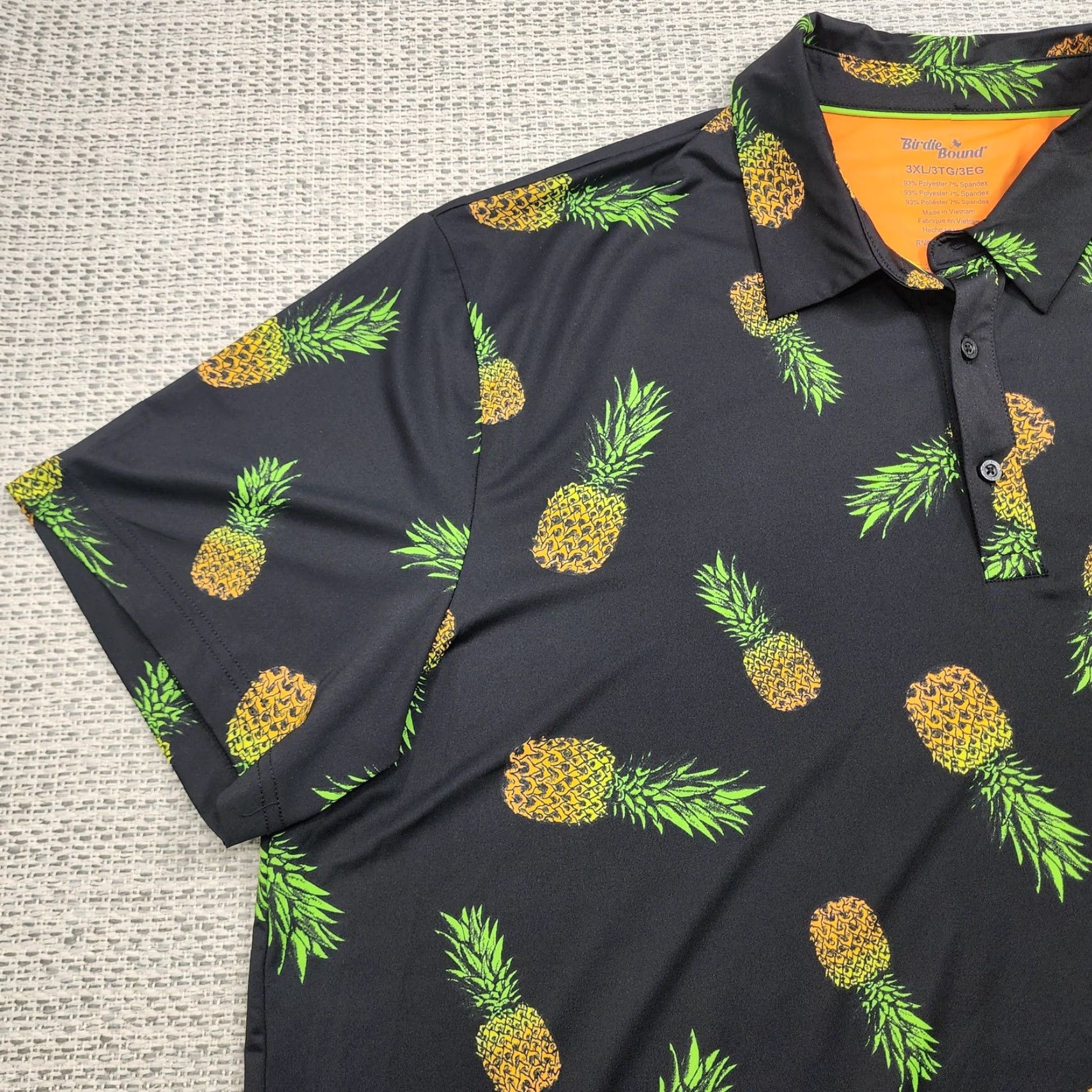 Vintage Birdie Bound Polo Mens 3XL Black Pineapple Print Short Sleeve Golf Stretch Size US XXL / EU 58 / 5 - 3 Thumbnail
