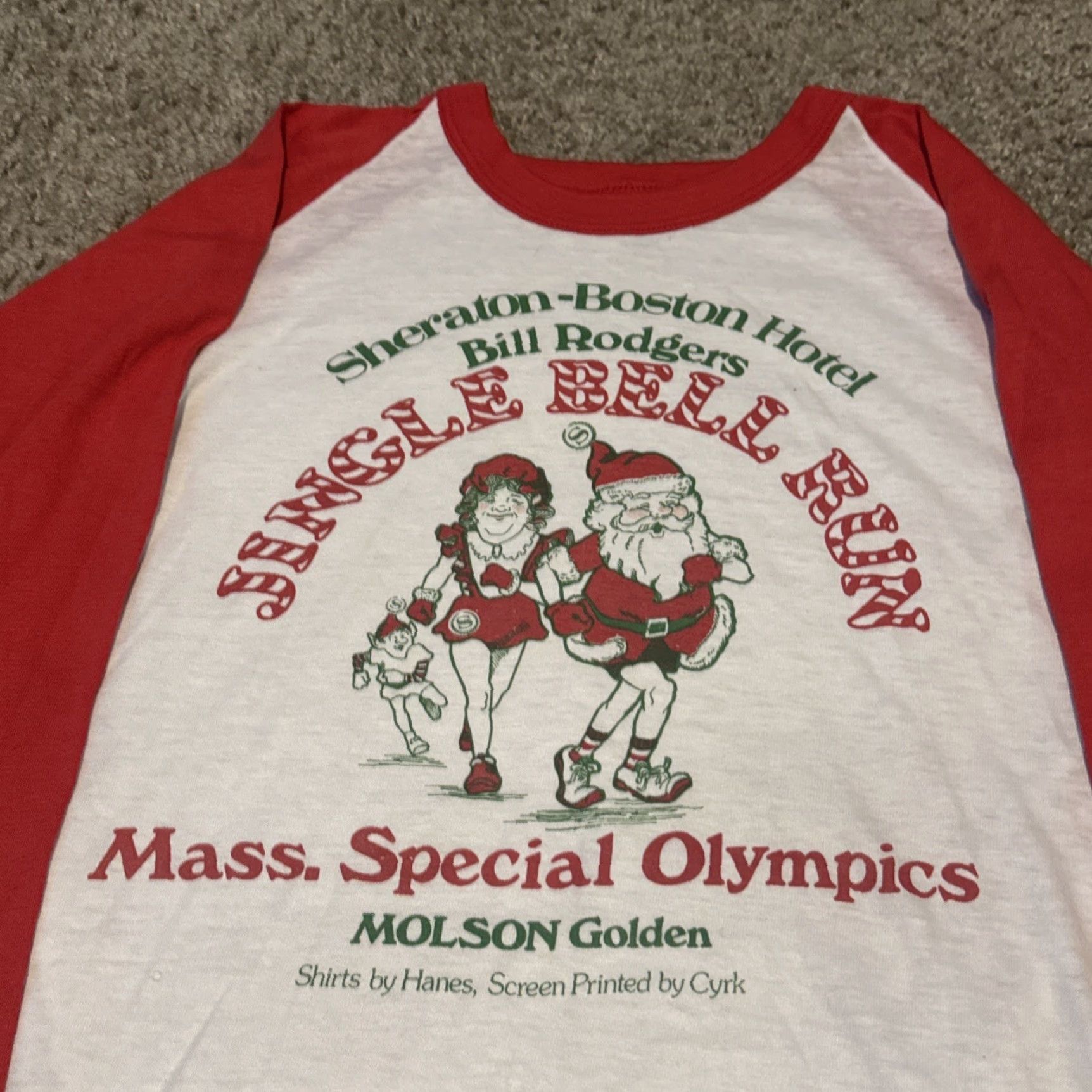 Hanes VINTAGE Boston Jingle Bell Run 5K Marathon Raglan T-Shirt Men Red XL Christmas Hanes Bell Character Size US L / EU 52-54 / 3 - 3 Thumbnail
