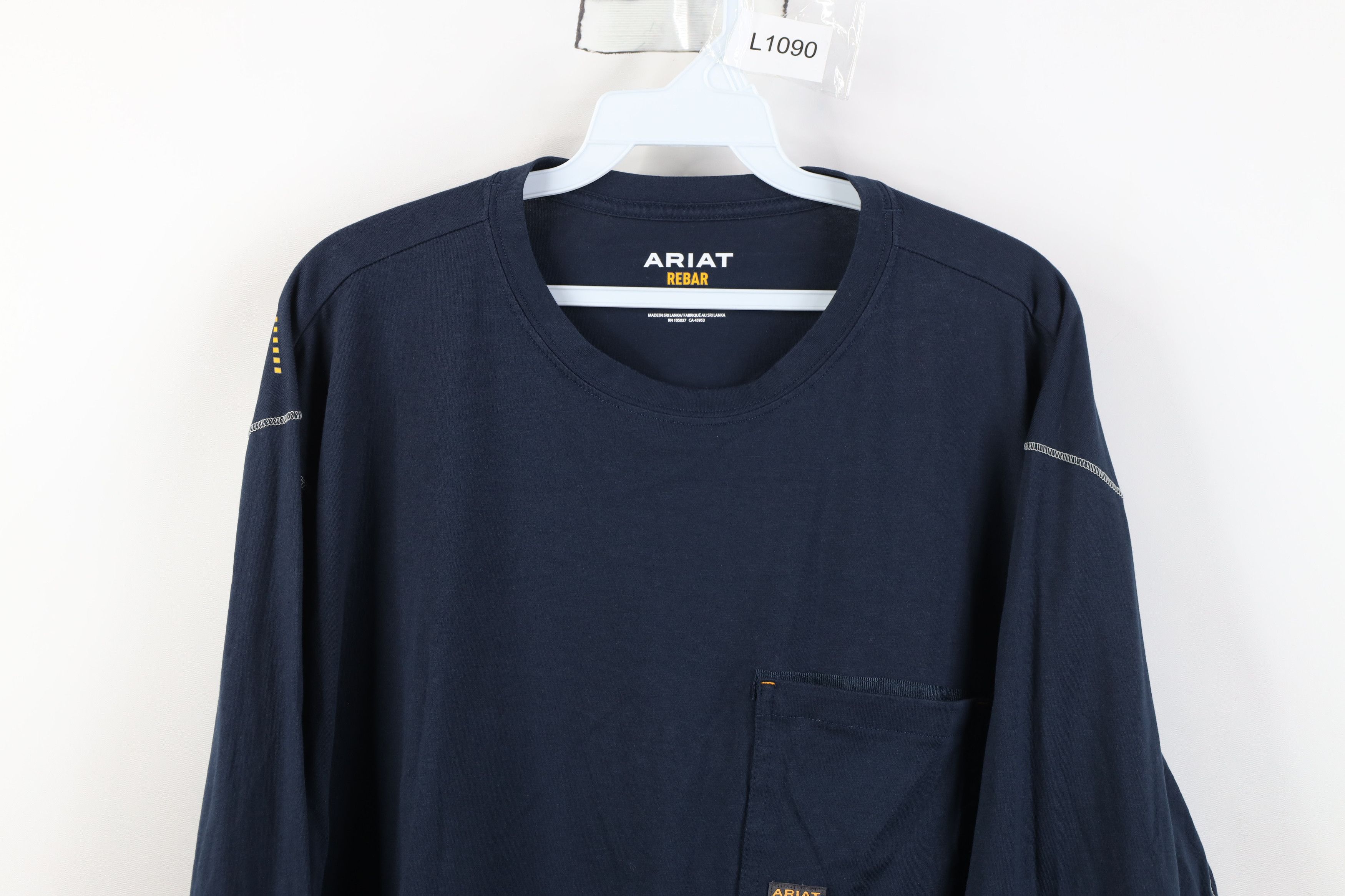 Ariat Ariat Rebar Long Sleeve Pocket T-Shirt Navy Blue Workwear Size US XL / EU 56 / 4 - 2 Thumbnail