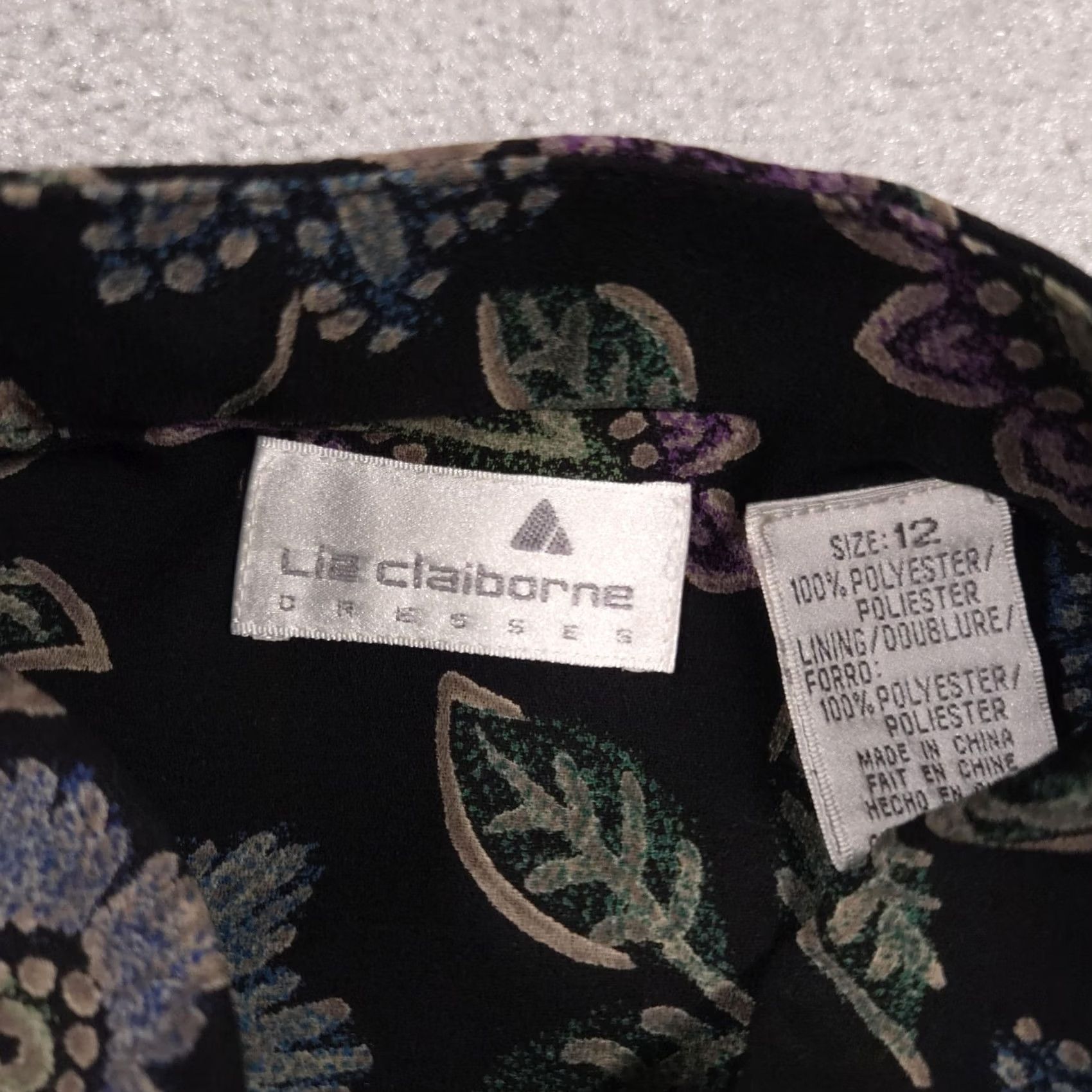 Liz Claiborne Liz Claiborne Jacket Womens 12 Black Floral Border Print Tunic Long Sleeve Top Size XL / US 12-14 / IT 48-50 - 7 Thumbnail