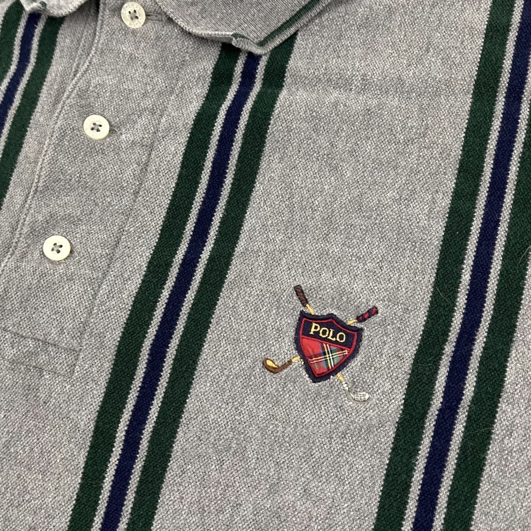 Vintage VINTAGE Polo Golf Ralph Lauren Polo Shirt Mens XL Gray Striped 100% Cotton Retro Crest Logo/Classic Sports Shirt Mens XL Gray Striped Cotton Size US XL / EU 56 / 4 - 2 Thumbnail