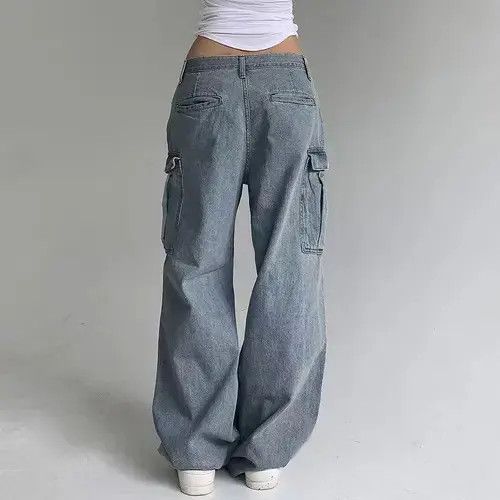 Designer × Japanese Brand × Jean Retro washed distressed cargo pocket wide leg jeans Size 26" / US 2 / IT 38 - 3 Thumbnail