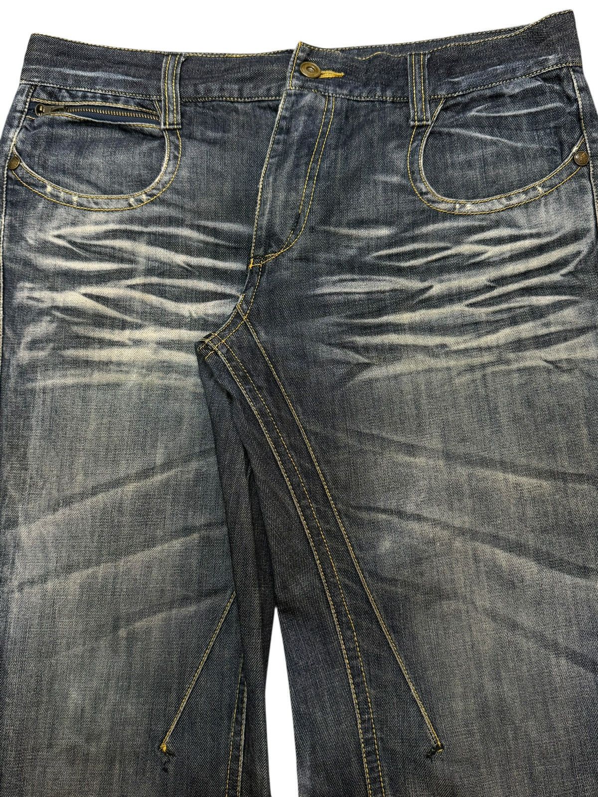 14th Addiction Vintage Y2K Japanese Brand Faded Wash Whiskers Spiral Leg Size US 34 / EU 50 - 3 Thumbnail