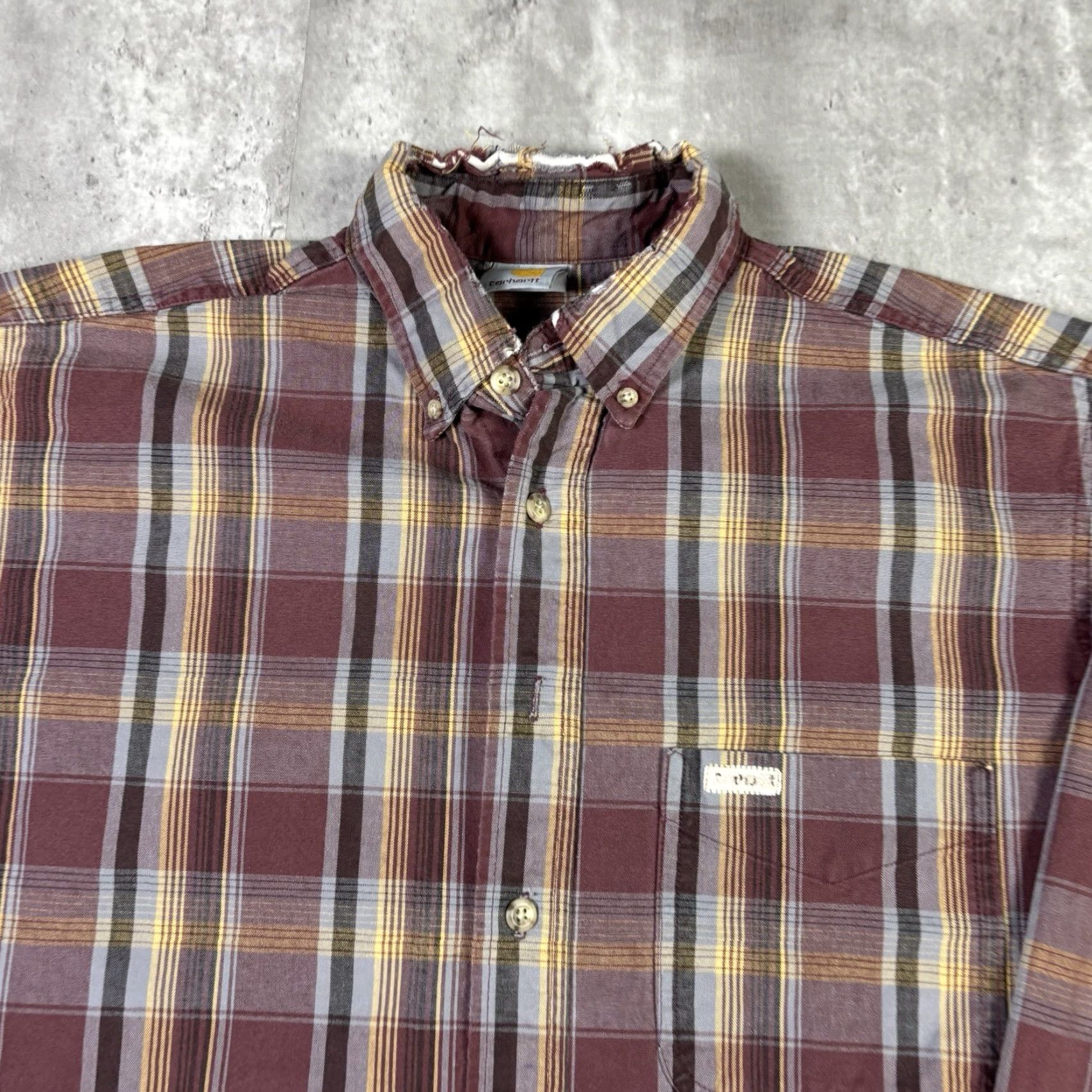 Carhartt VINTAGE Carhartt Shirt 90s Flannel Red Button-Down Workwear XL Adult Mens Long Sleeve Collared Plaid Heavyweight All Seasons Size US XL / EU 56 / 4 - 3 Thumbnail