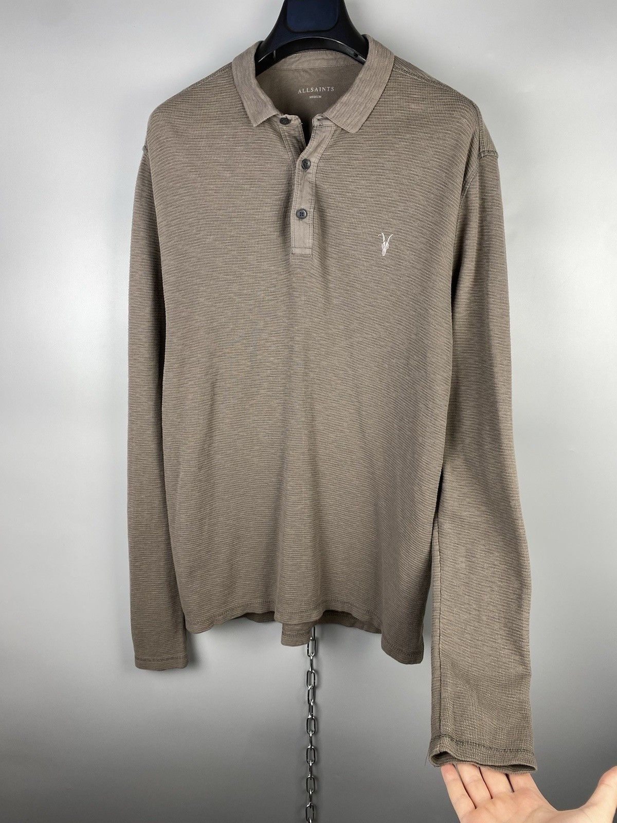 Allsaints Allsaints Cotton Waffle Knit Casual Clash Polo Shirt Size US M / EU 48-50 / 2 - 9 Thumbnail