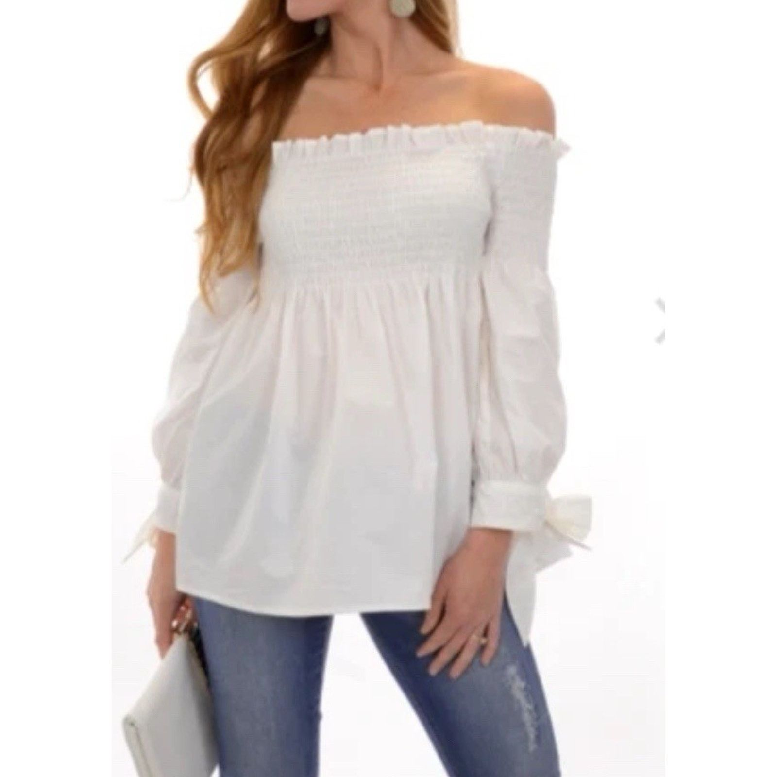 & Other Stories Blashe Long sleeve Off Cotton White Medium A001500 Size M / US 6-8 / IT 42-44 - 1 Thumbnail