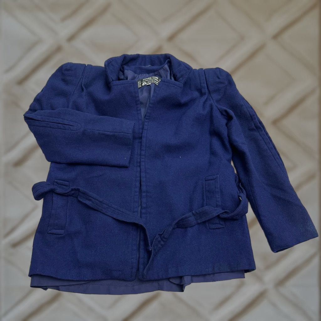 Vintage VINTAGE Private Label Coat Jacket Womens 7/8 Blue Belted Lined Wool Long Sleeve Size M / US 6-8 / IT 42-44 - 1 Thumbnail