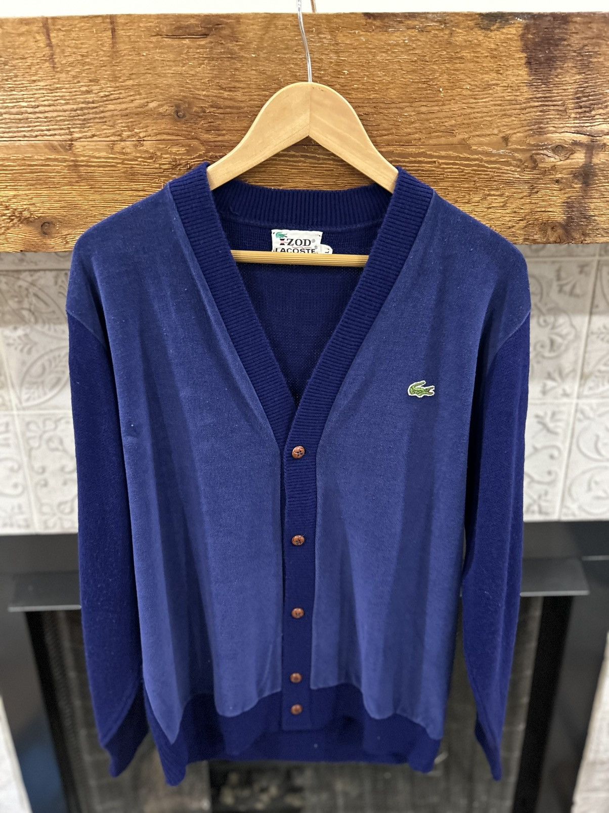 2024 Vintage 80s Izod Lacoste Navy Cobain Style Cardigan size M