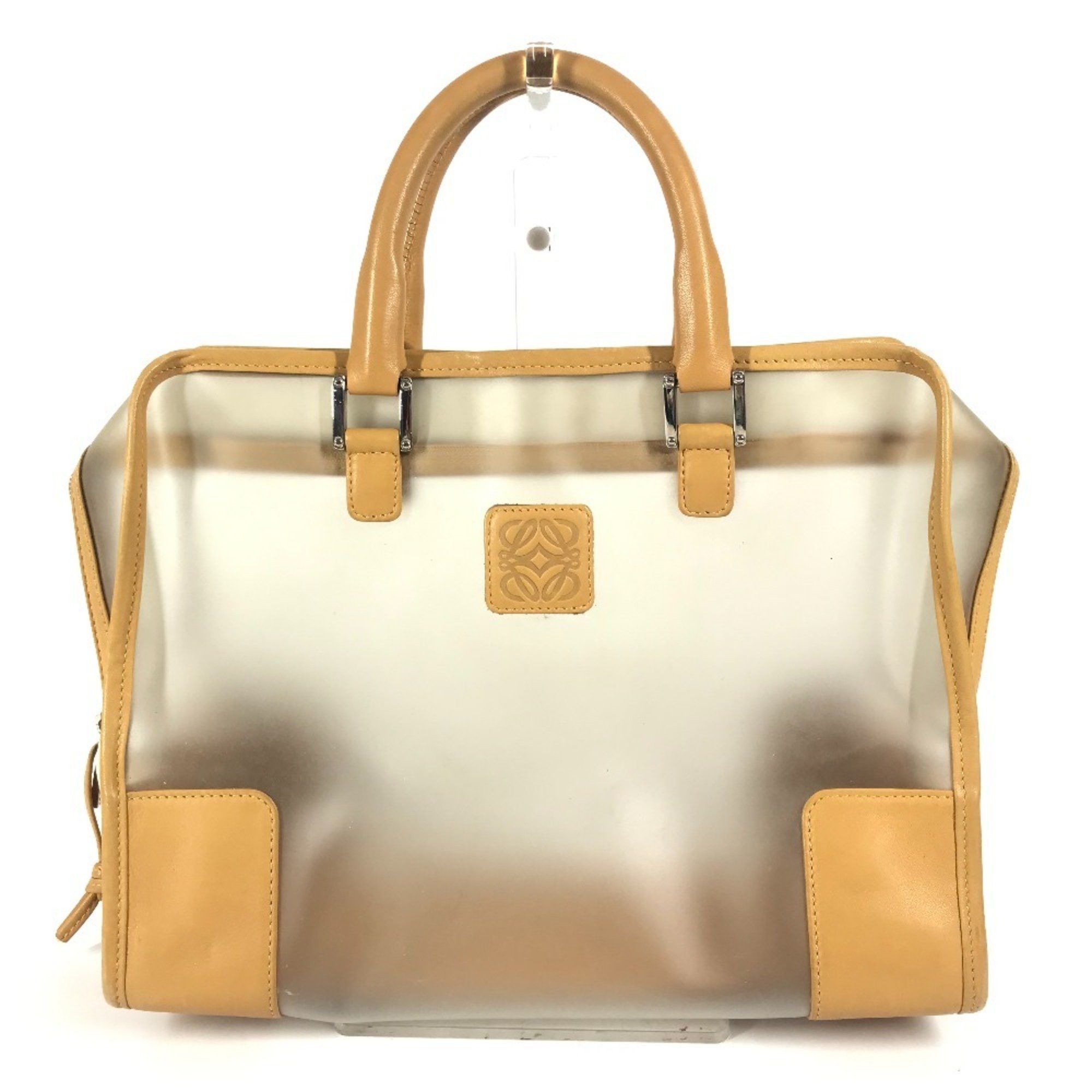 LOEWE 160th Anniversary Limited Edition Mini Boston Bag Amazona Logo Handbag Vinyl Leather Women's Beige