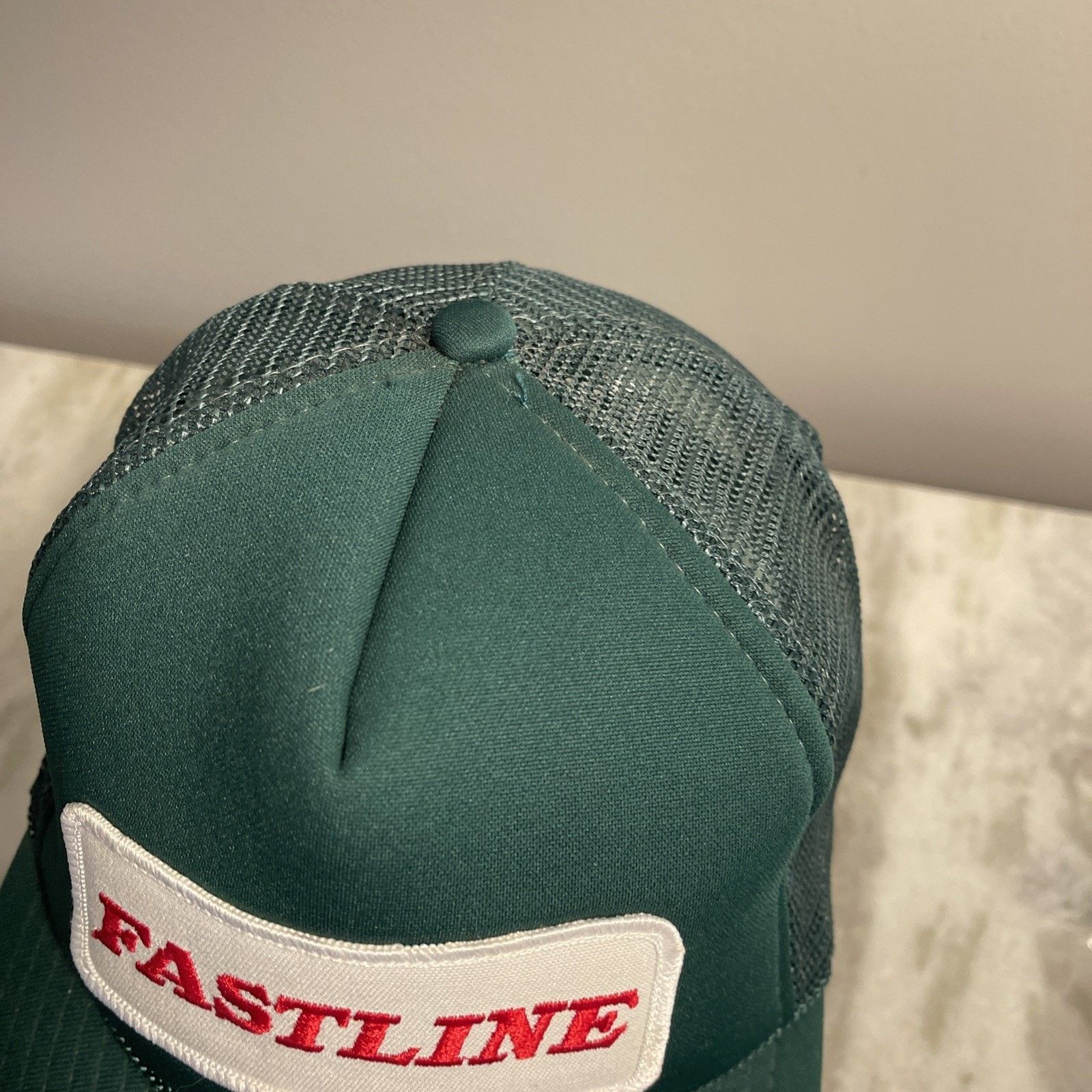 Vintage Vintage FASTLINE Farmers Cap Truckers Adjustable Green Hat Size ONE SIZE - 4 Thumbnail