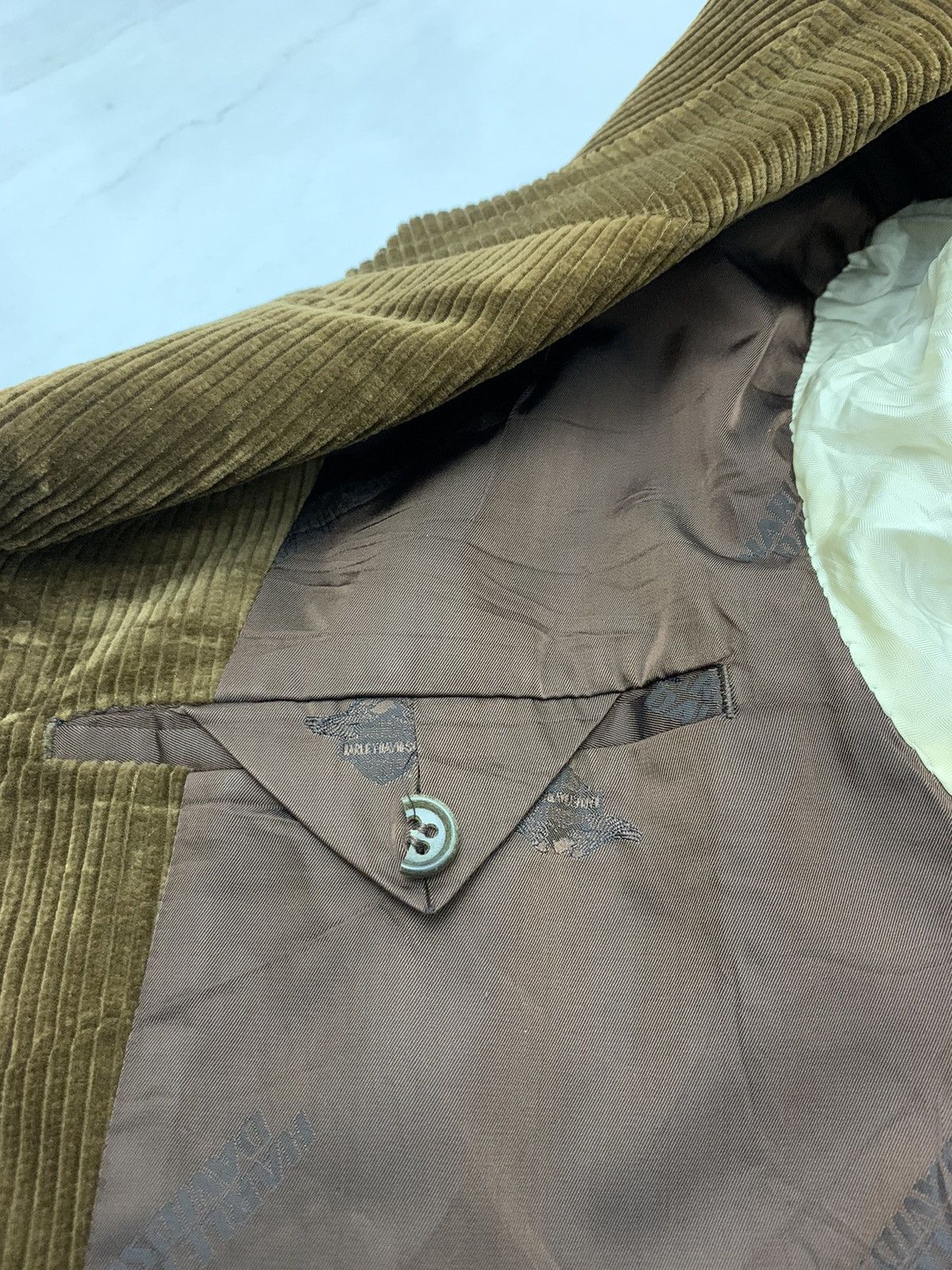 Harley Davidson × Vintage Vintage Harley Davidson corduroy blazer coat leather elbow Size 42L - 6 Thumbnail