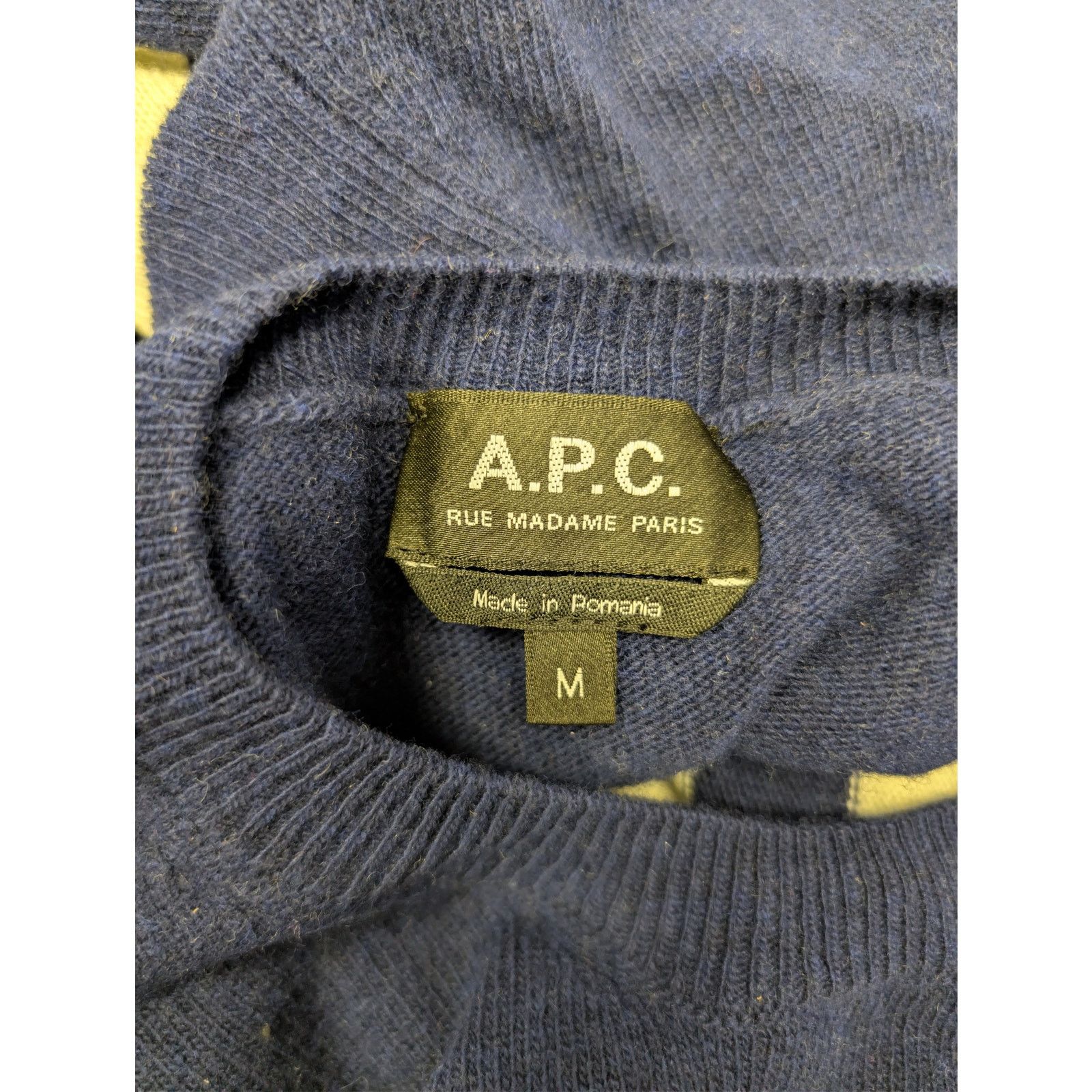 A.P.C. o1rshd1 CC20 Men's Ismael Striped Crew Knit sweater in Navy Size US M / EU 48-50 / 2 - 16 Thumbnail