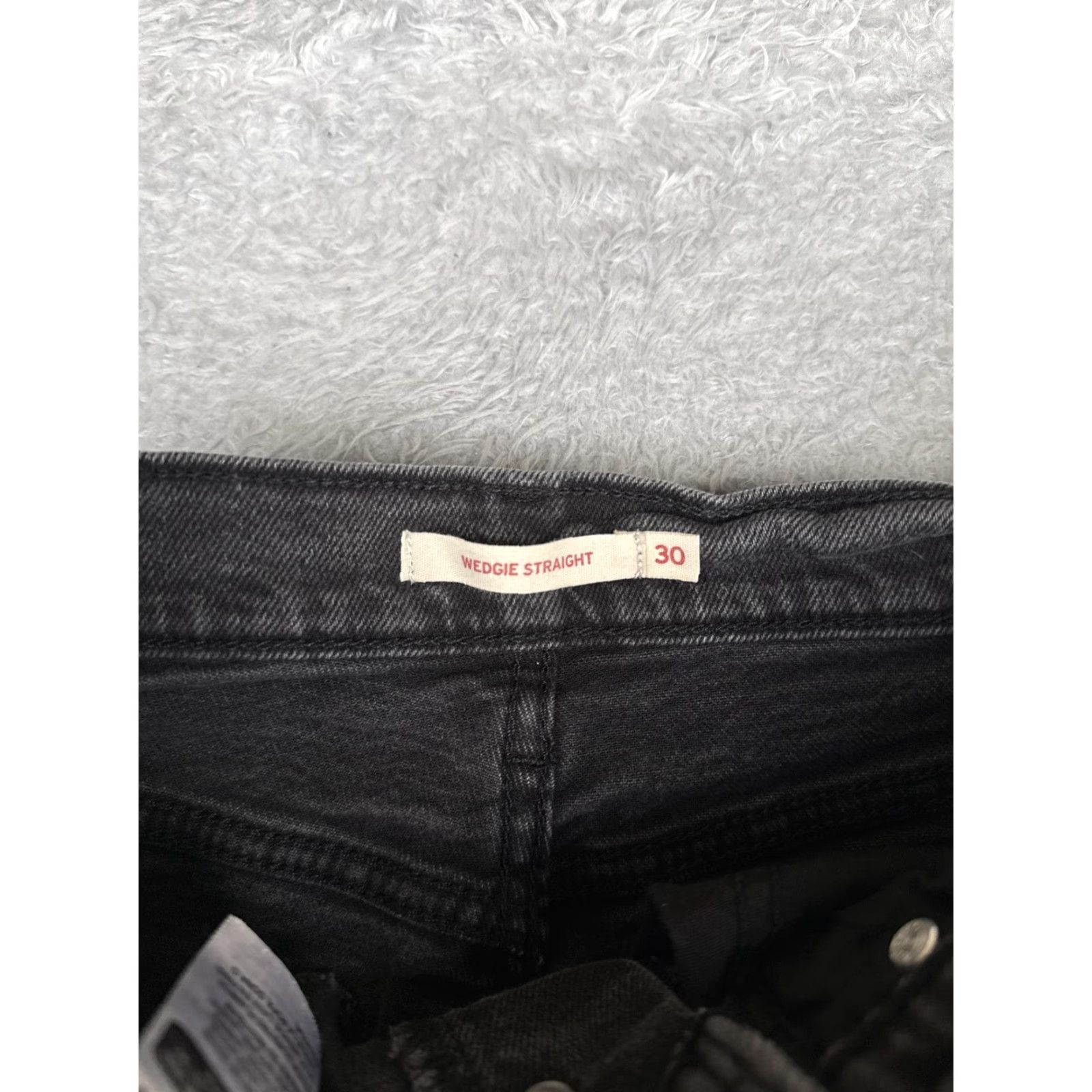 Levi's Levi's Wedgie Straight Jeans Womens 30x28 Gray High Rise Distressed Stretch Denim Size 30" / US 8 / IT 44 - 6 Thumbnail
