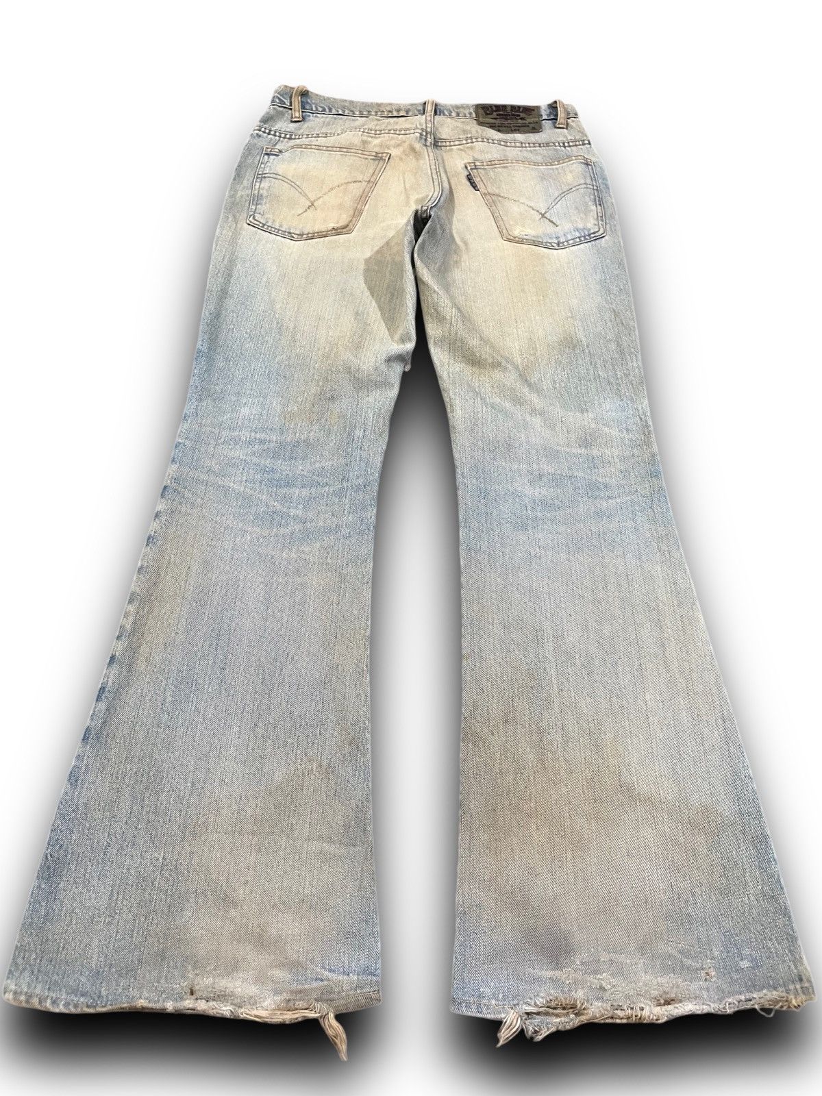 Blue Blue Japan × HOLLYWOOD RANCH MARKET × Japan Blue Vintage Blue Blue Japan Flare Ripped MudWash Denim Size US 33 - 7 Thumbnail