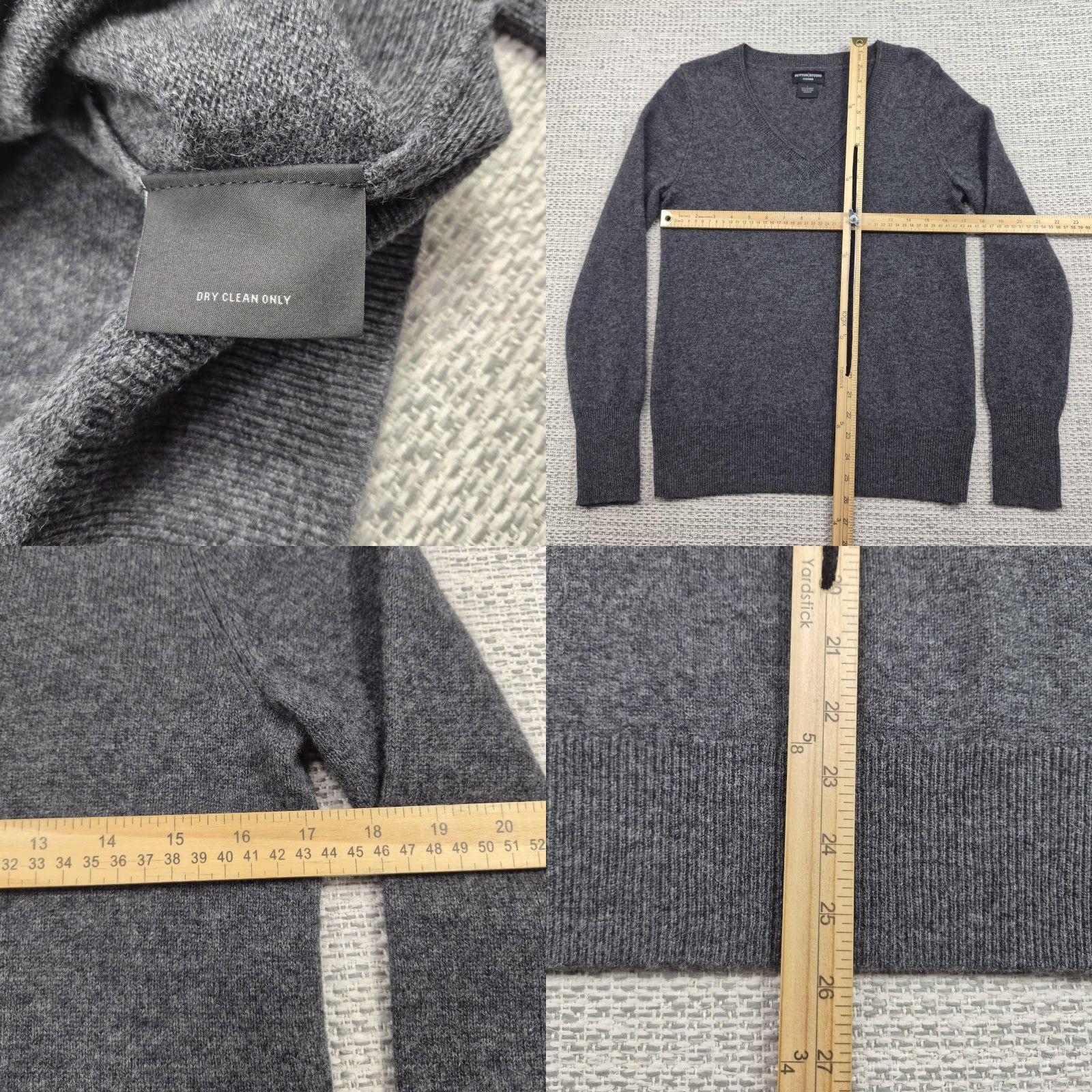 Vintage Sutton Studio Sweater Womens Small Gray 100% Cashmere V Neck Knit Pullover Size S / US 4 / IT 40 - 8 Thumbnail