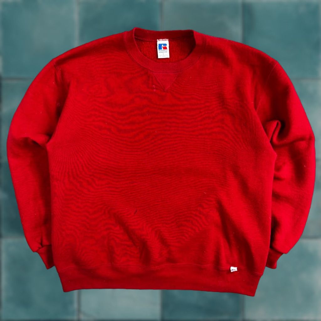 Russell Athletic VINTAGE Russell Athletic Sweatshirt 90s Crewneck Red L Mens - Logo, Solid, Graphic Print, All Seasons Size US L / EU 52-54 / 3 - 1 Thumbnail