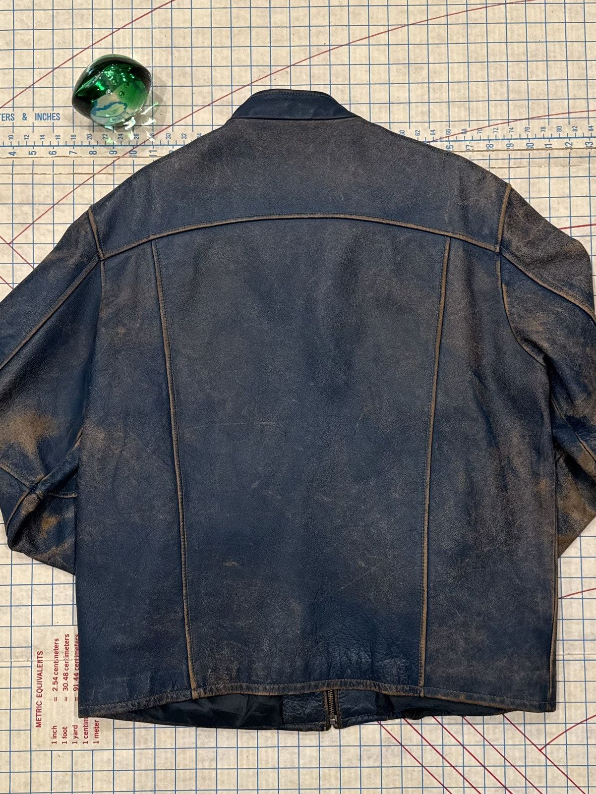 Danier Vintage Danier Cafe Racer Style Leather Jacket Cracking Blue Size US XL / EU 56 / 4 - 12 Thumbnail