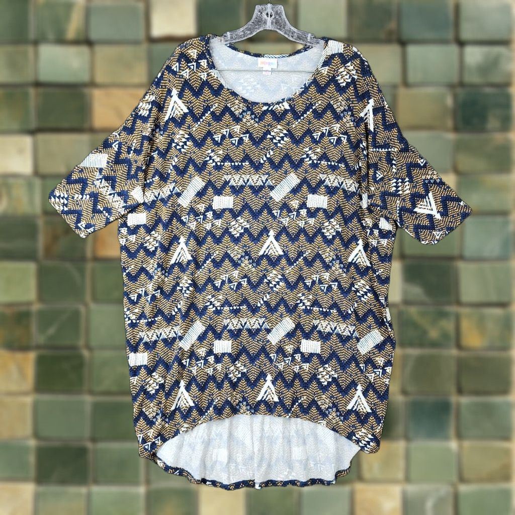 Vintage VINTAGE LuLaRoe Blue Yellow Patterned Blouse Shirt Women Size M Short Sleeve Medium Size M / US 6-8 / IT 42-44 - 1 Thumbnail