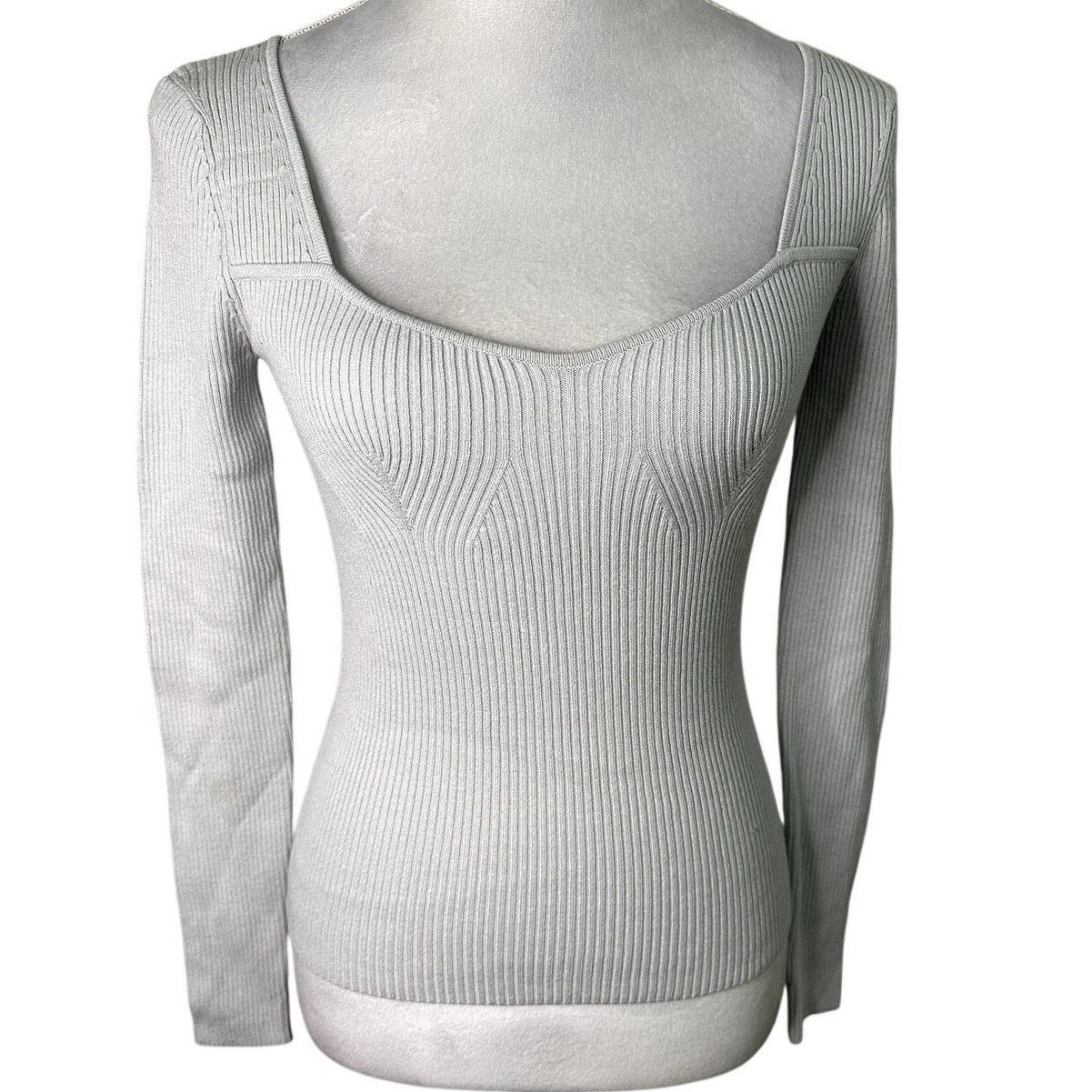 Other Open Edit Women's Luxe Sculpt Square Neck Light Gray Top XXS Size XXS / US 00 / IT 34 - 2 Thumbnail