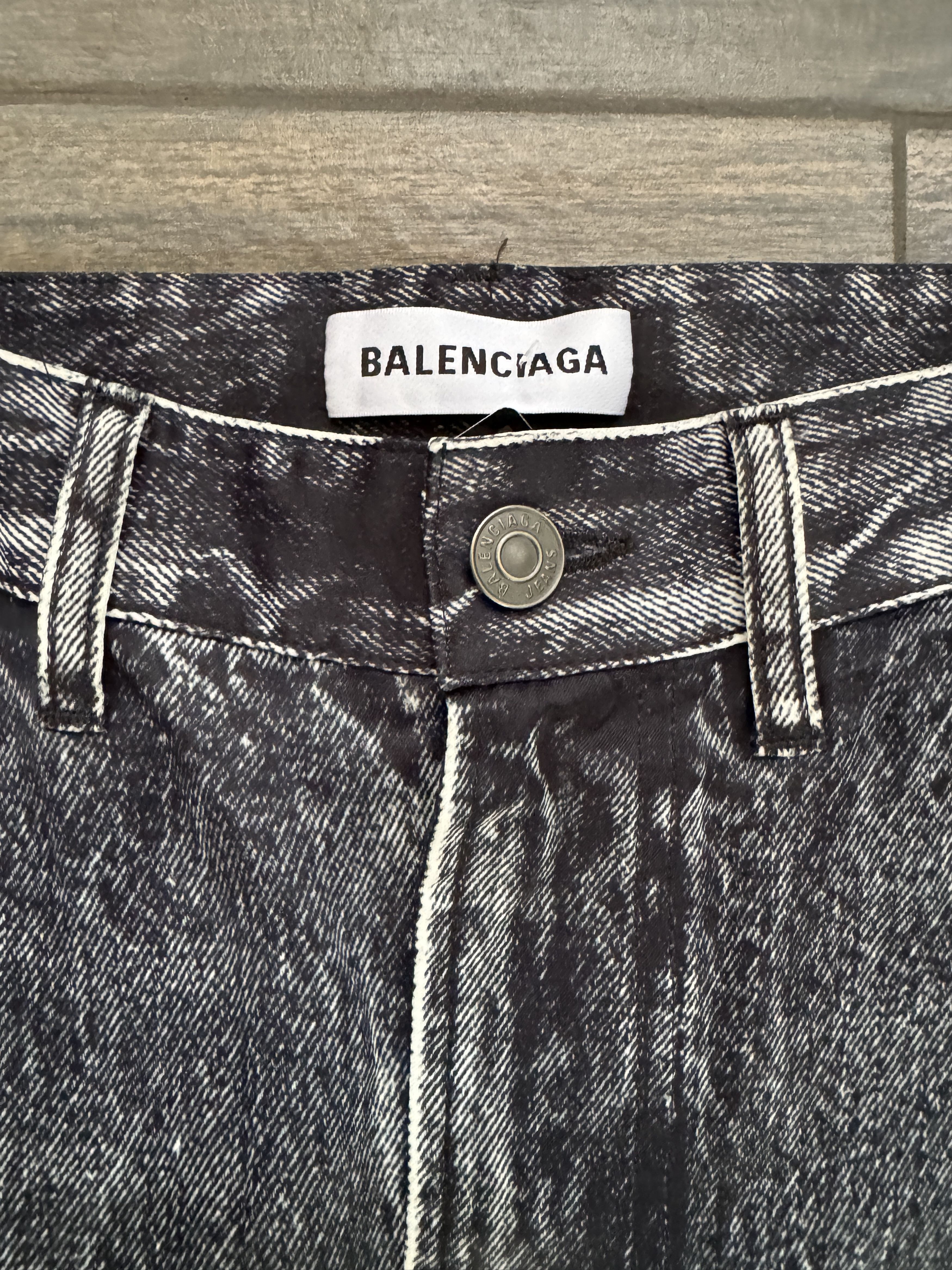 Balenciaga Trompe L'Oeil Denim Jeans Printed Viscose Pant Size US 32 / EU 48 - 2 Thumbnail