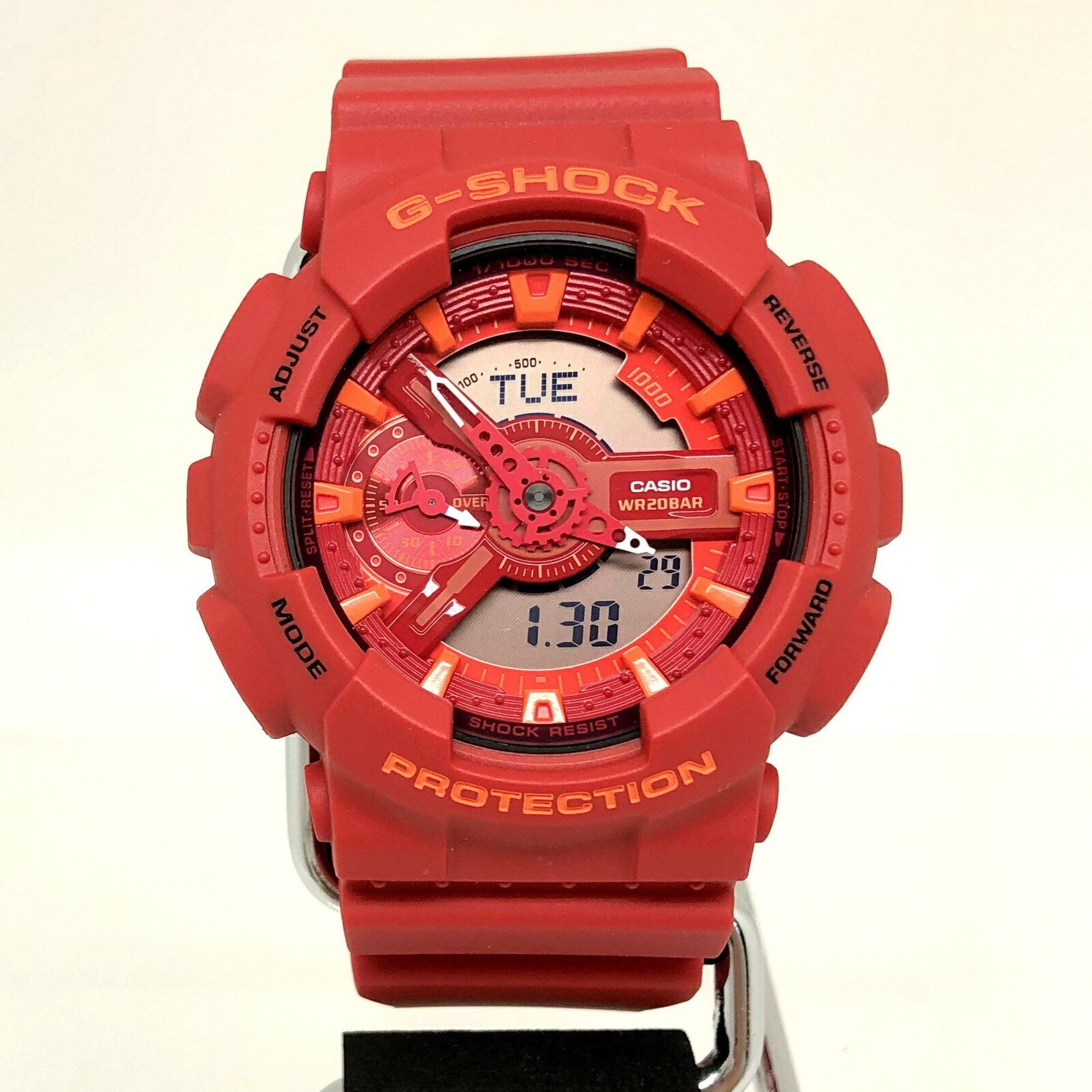 image of Casio G-Shock Watch Ga-110Ac-4A Big Case Face Red Model Digital Analog Quartz World Time Men's Itjq
