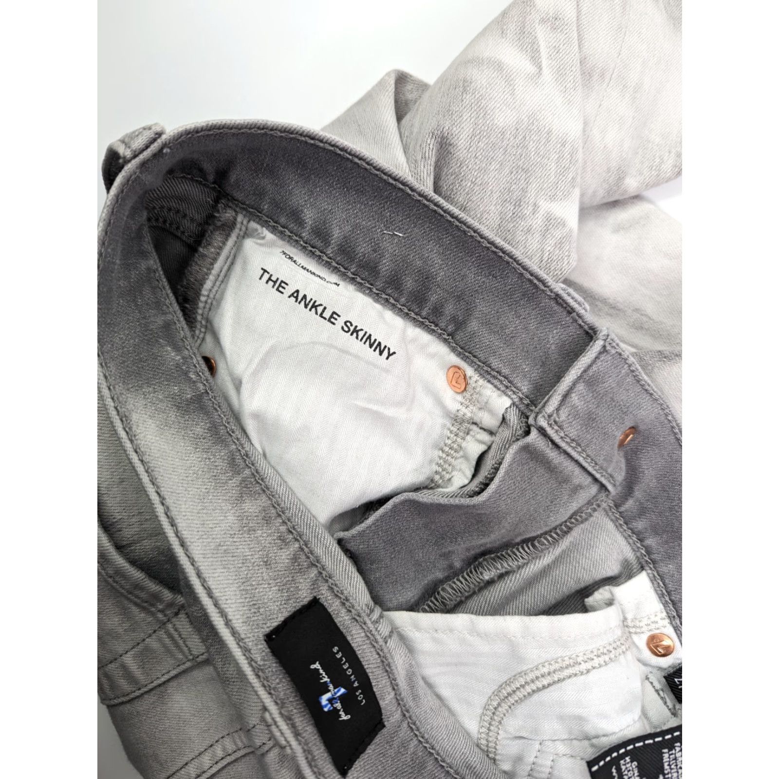 7 For All Mankind 7 For All Mankind The Ankle Skinny Super Skinny Jeans Women Army 27 Gray White Silver Cotton Blend Stretch Slim Fit Zip Made in Mexico Size 27" / US 4 / IT 40 - 5 Thumbnail