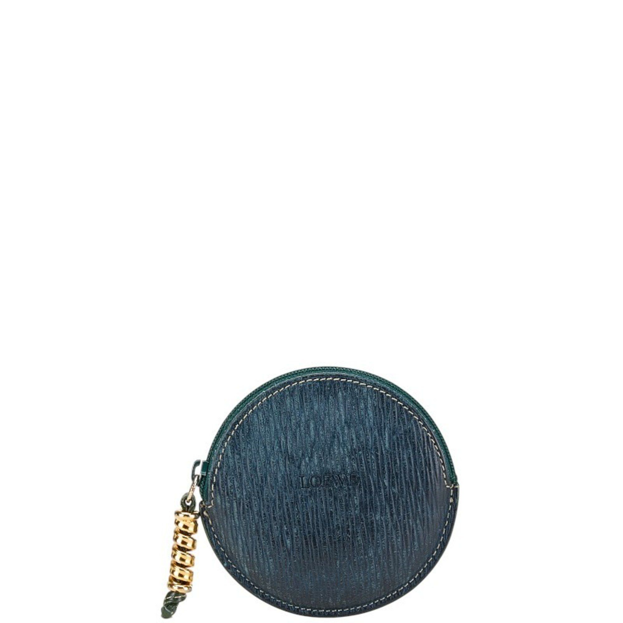 Loewe LOEWE Round Twisted Metal Coin Case Green Leather Women's Size ONE SIZE - 1 Thumbnail