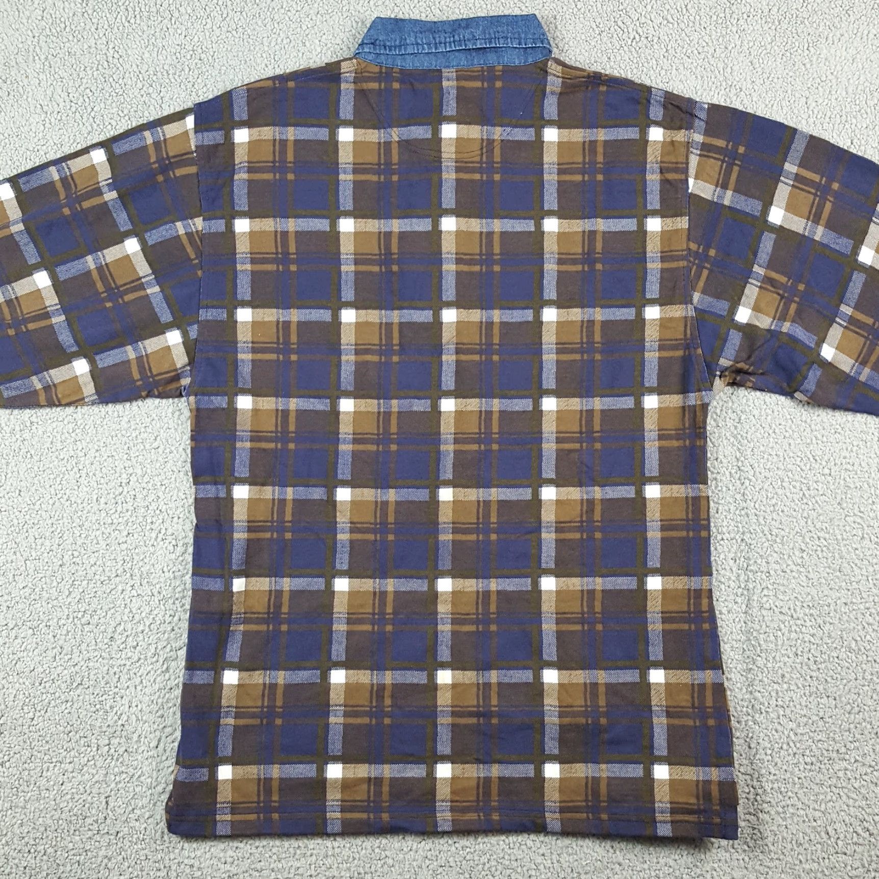 Vintage VINTAGE MunsingWear Polo Shirt Men's Large Casual Plaid Cotton 90s Grunge Preppy Size 42R - 4 Thumbnail